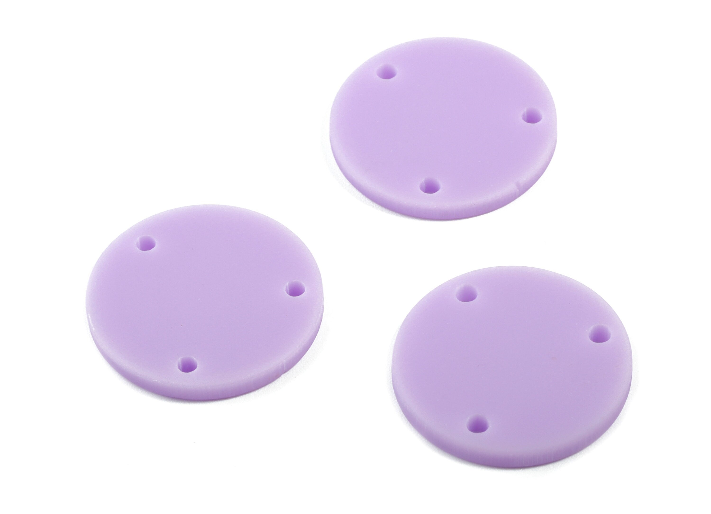 Acrylic Mini Circle Earring Connector - Matte Mini Round Earring - 3 Holes - Jewelry Supplies - Color Code:A468 - 19.8x19.8x2.18mm - AC1891C - DOMEDBAZAAR