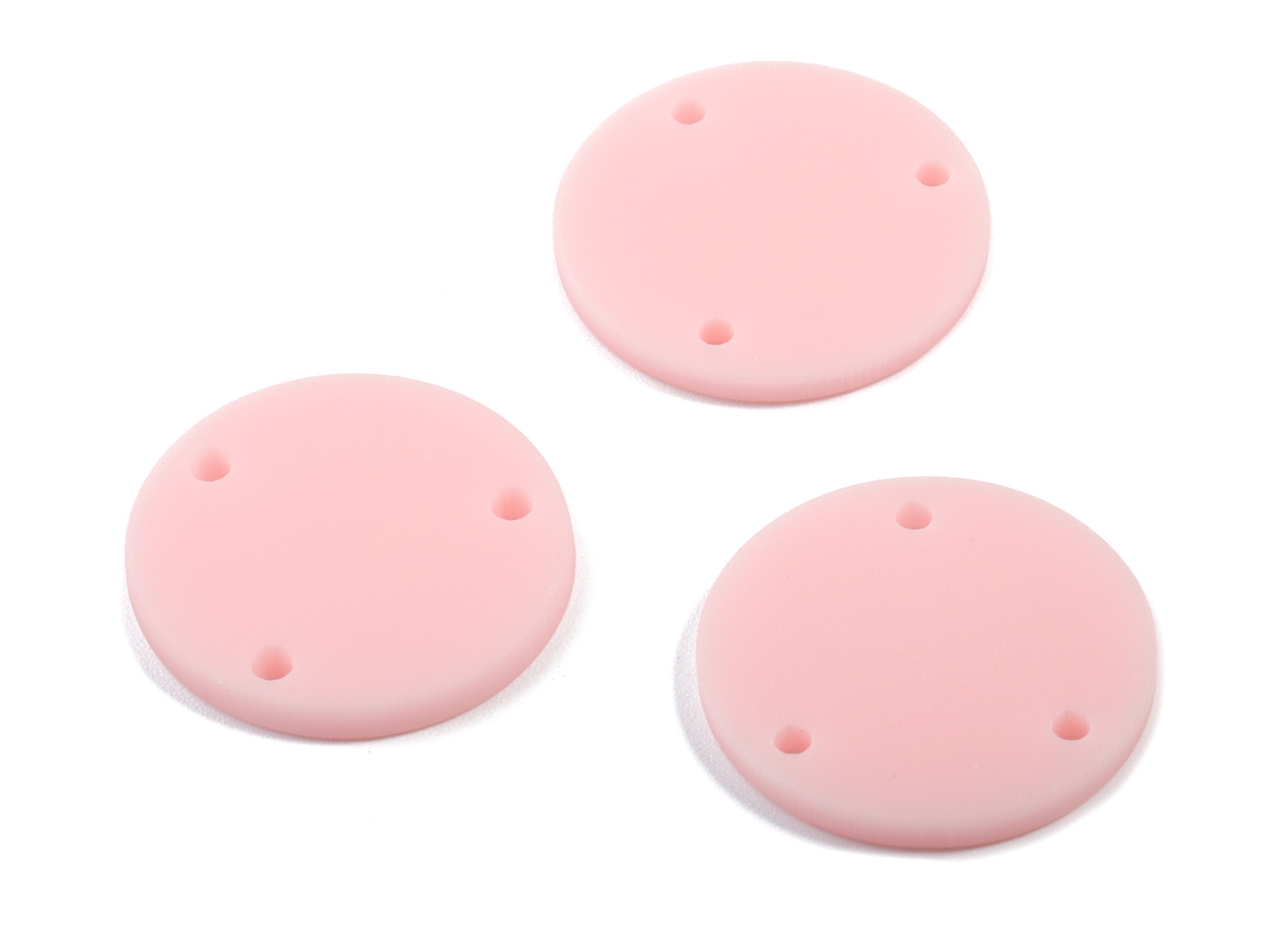 Acrylic Mini Circle Earring Connector - Matte Mini Round Earring - 3 Holes - Jewelry Supplies - Color Code:A473 - 19.8x19.8x2.18mm - AC1891E - DOMEDBAZAAR
