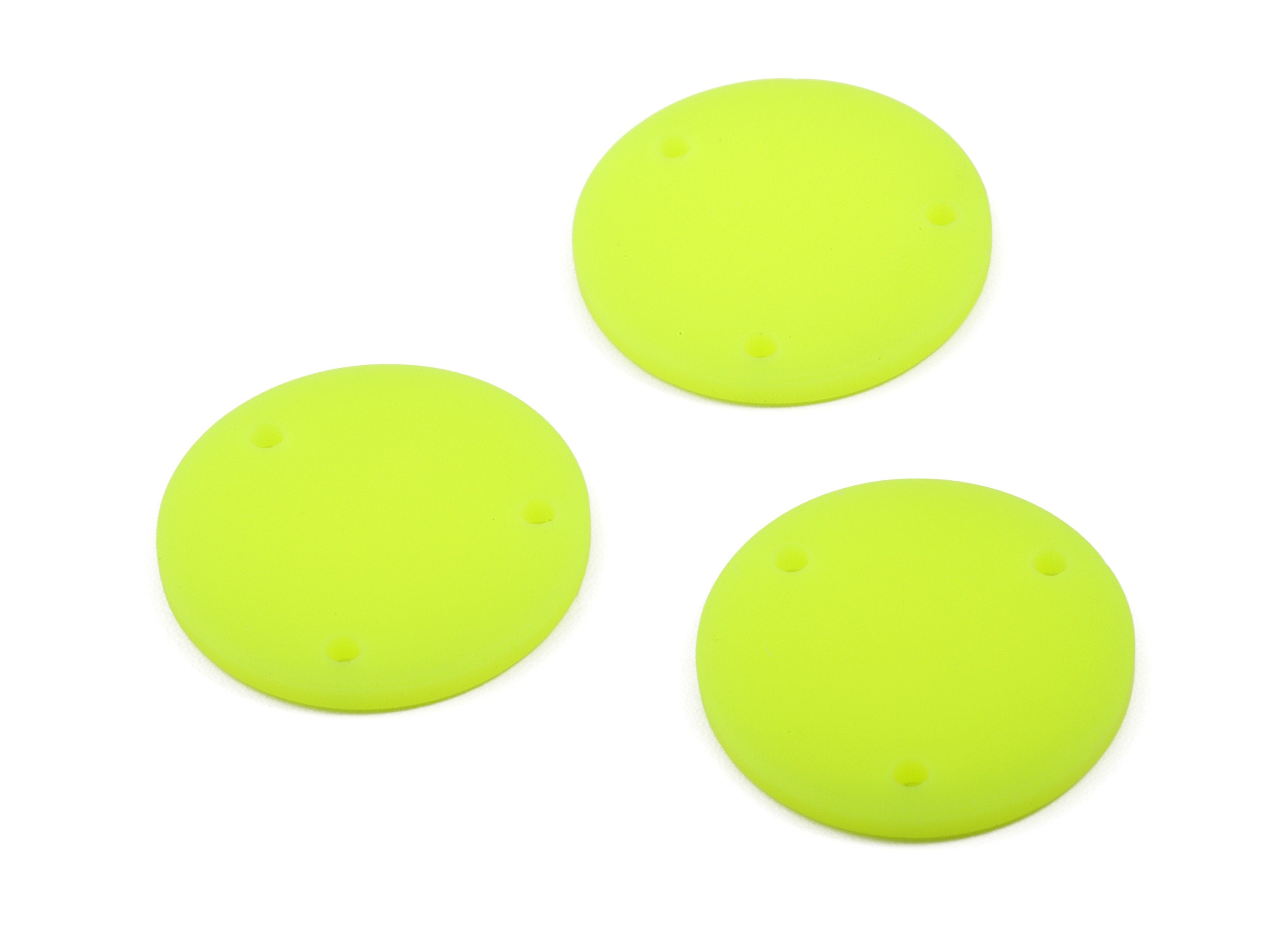 Acrylic Mini Circle Earring Connector - Matte Mini Round Earring - 3 Holes - Jewelry Supplies - Color Code:A470 - 19.8x19.8x2.18mm - AC1891G - DOMEDBAZAAR