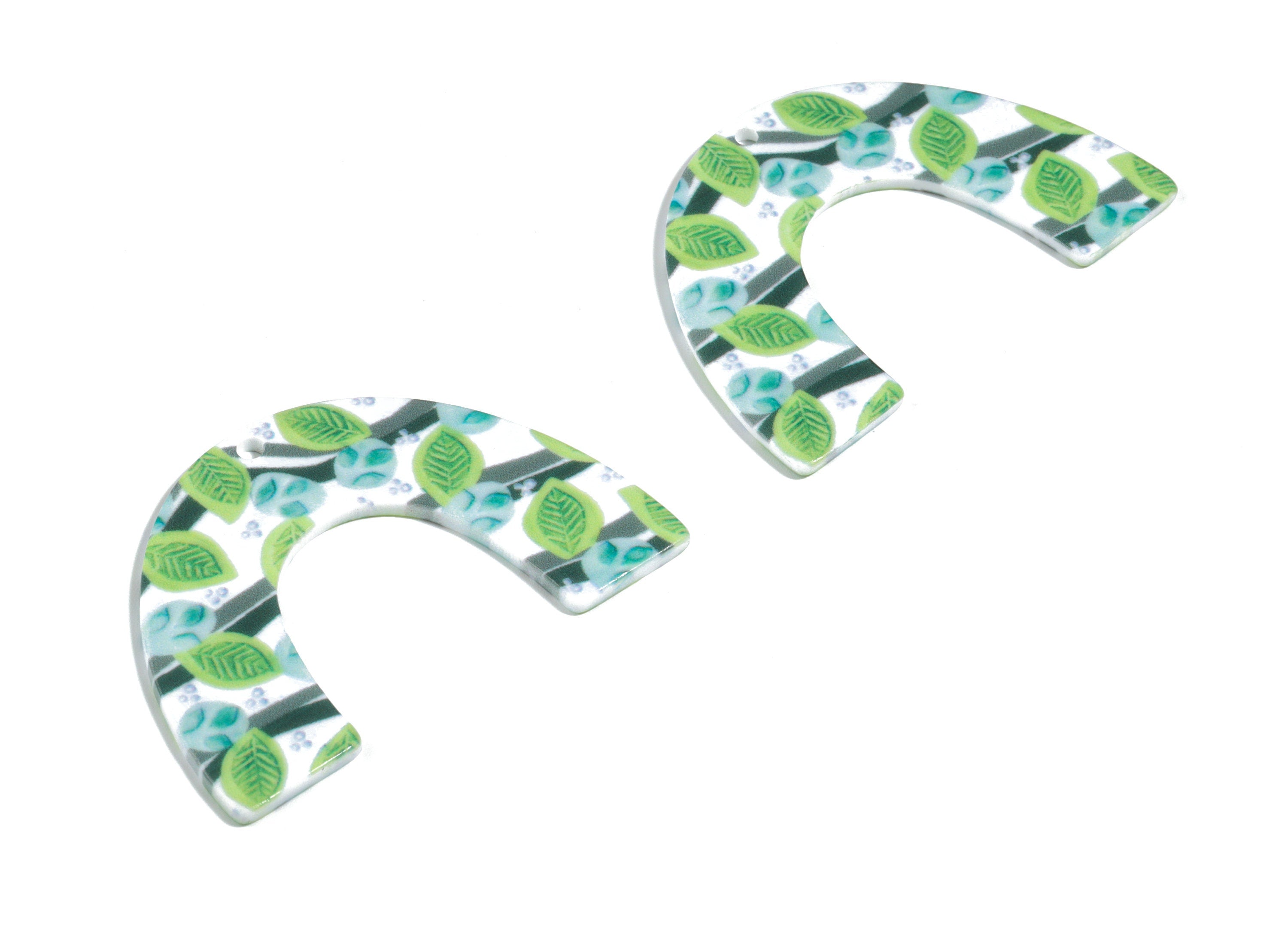 Acrylic U Earring Charms - Printing Geometric Acrylic Pendant - Jewelry Supplies  - Color Code: B10 - 50.11x35.16x2.2mm - AC1872-B10 - DOMEDBAZAAR