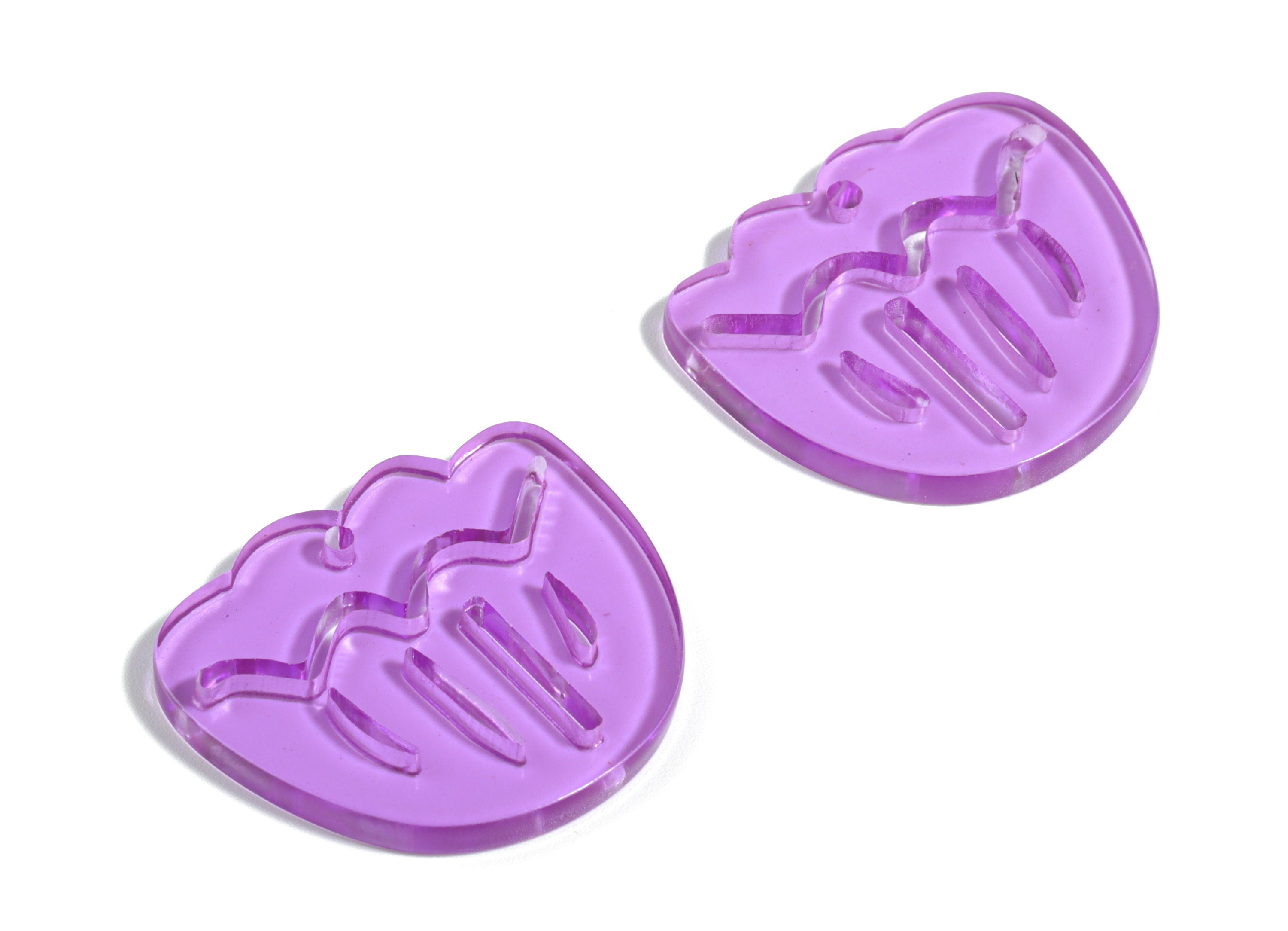 Acrylic Geometric Earring Charm - Purple Wavy Earrings - Earring Findings - Jewelry Supplies - Color Code:A480 - 28.86x24.4x2.88mm - AC1922C - DOMEDBAZAAR
