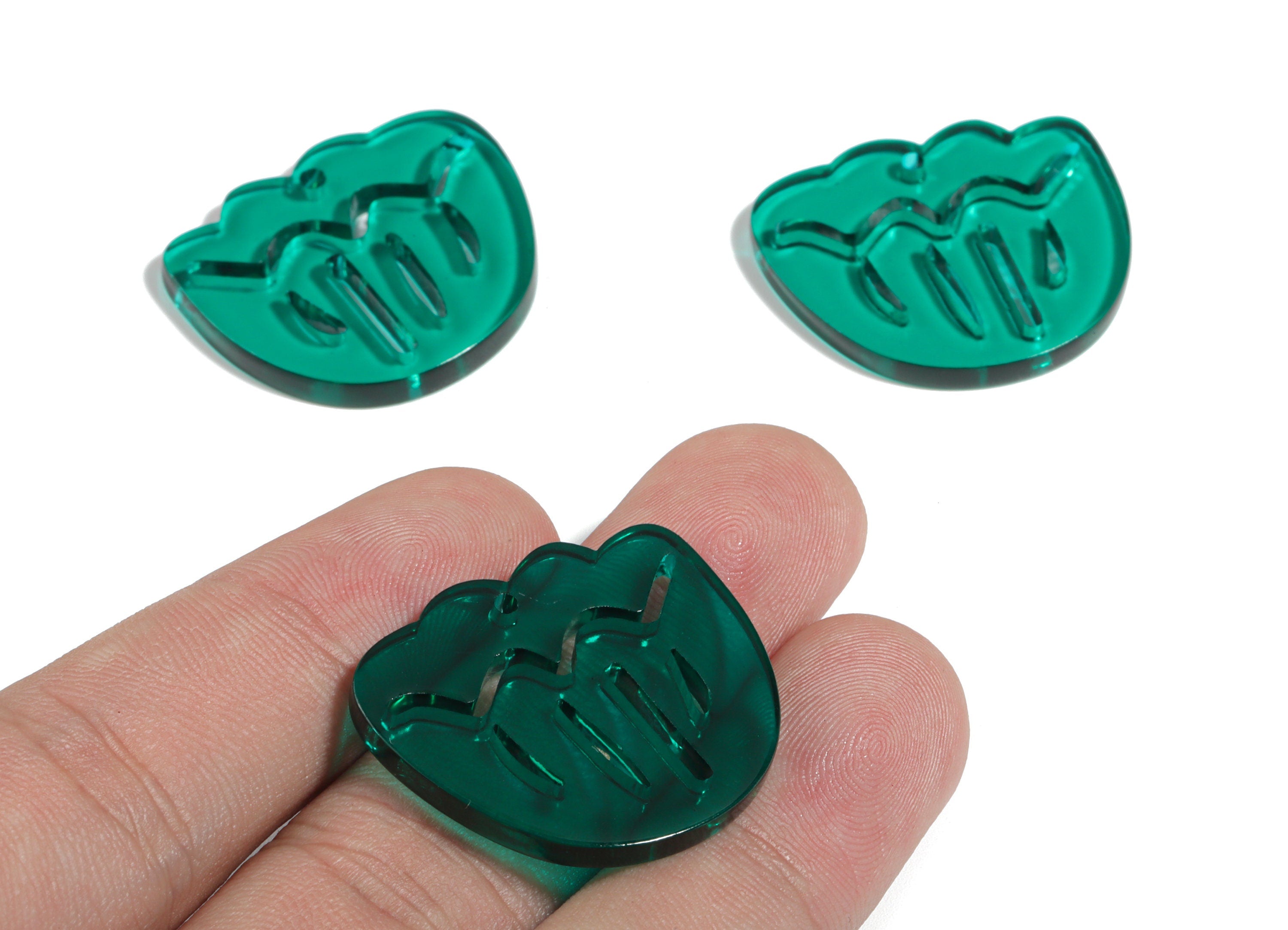 Acrylic Geometric Earring Charm - Green Wavy Earrings - Earring Findings - Jewelry Supplies - Color Code:A463 - 28.86x24.37x2.88mm - AC1922D - DOMEDBAZAAR