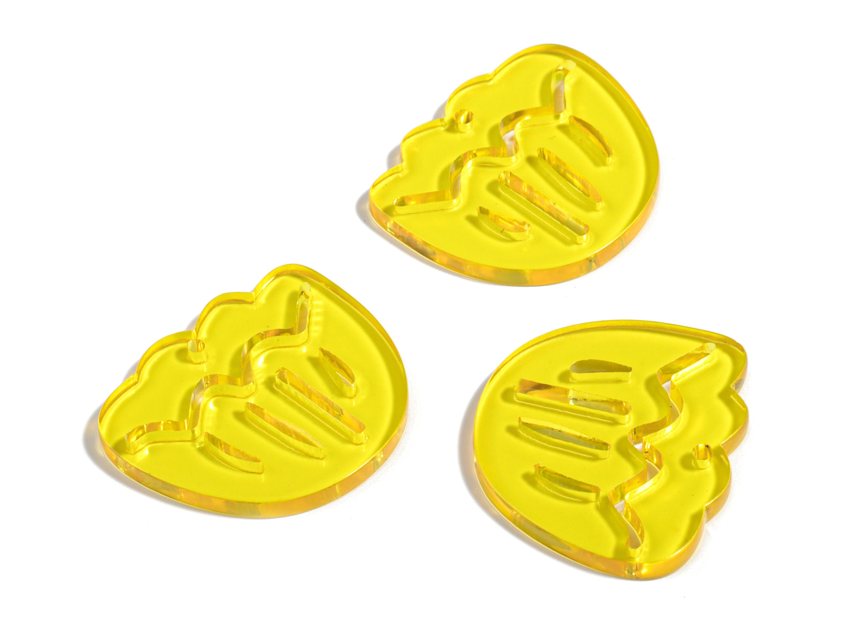 Acrylic Geometric Earring Charm - Yellow Wavy Earrings - Earring Findings - Jewelry Supplies - Color Code:A481 - 28.86x24.4x2.88mm - AC1922E - DOMEDBAZAAR