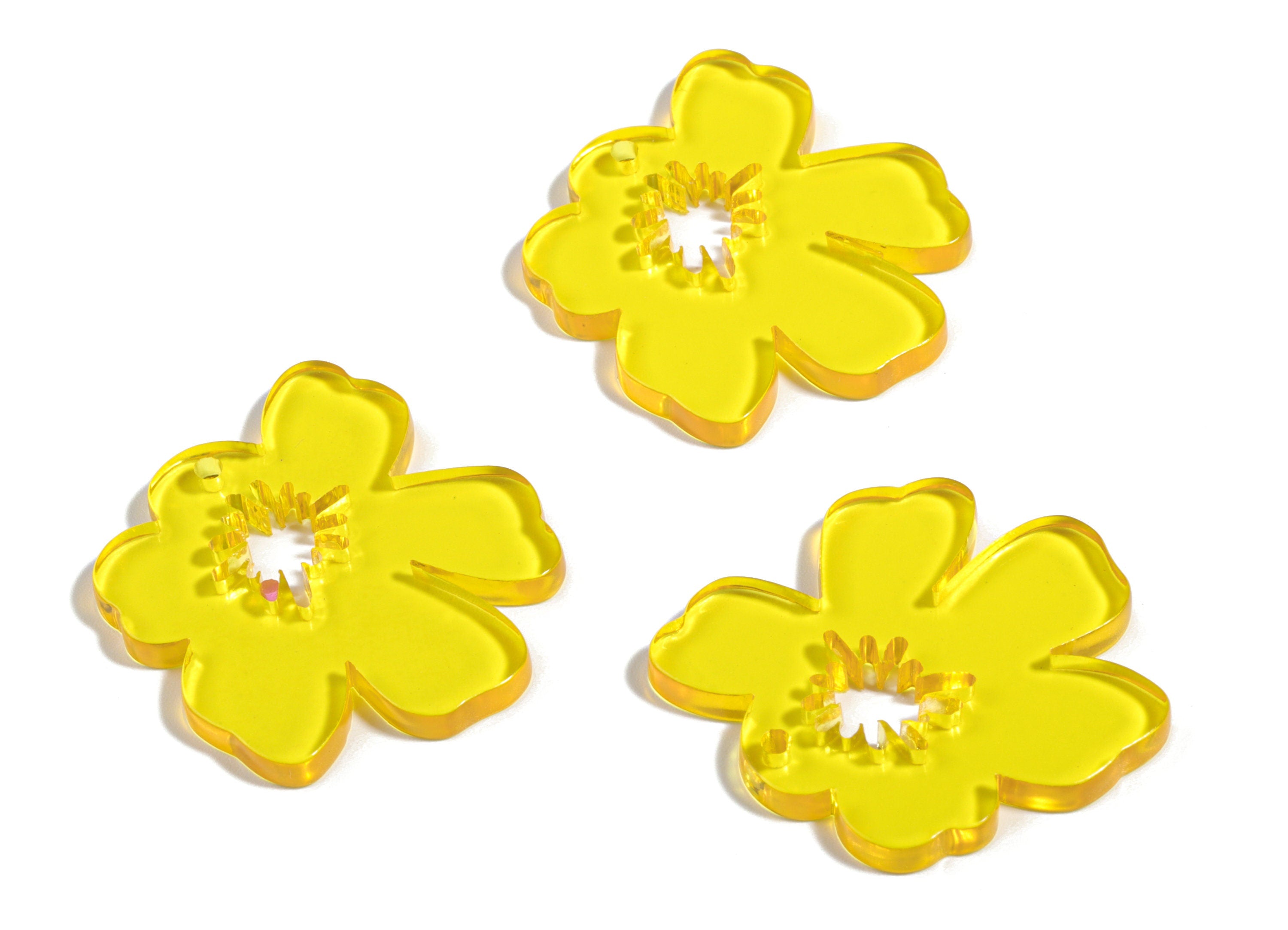 Acrylic Splash Earring Charm - Yellow Flower Earrings - Earring Findings - Jewelry Supplies - Color Code:A481 - 34.77x30.41x2.86mm - AC1923C - DOMEDBAZAAR