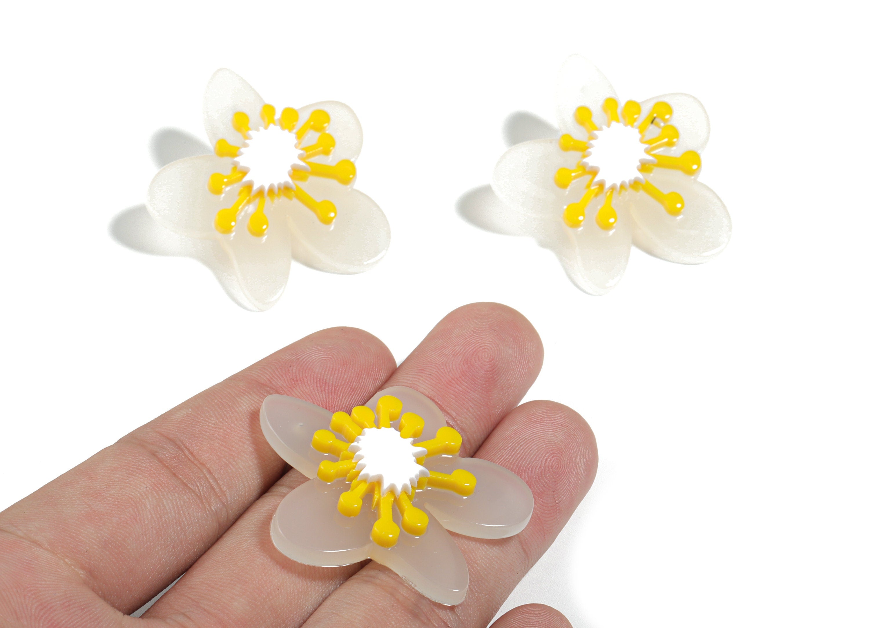 Acrylic Lotus Clear Earring Stud - Flower Earring Post - Earring Post - Jewelry Supplies - 41.47x36.92x7.22mm - AC1917 - DOMEDBAZAAR