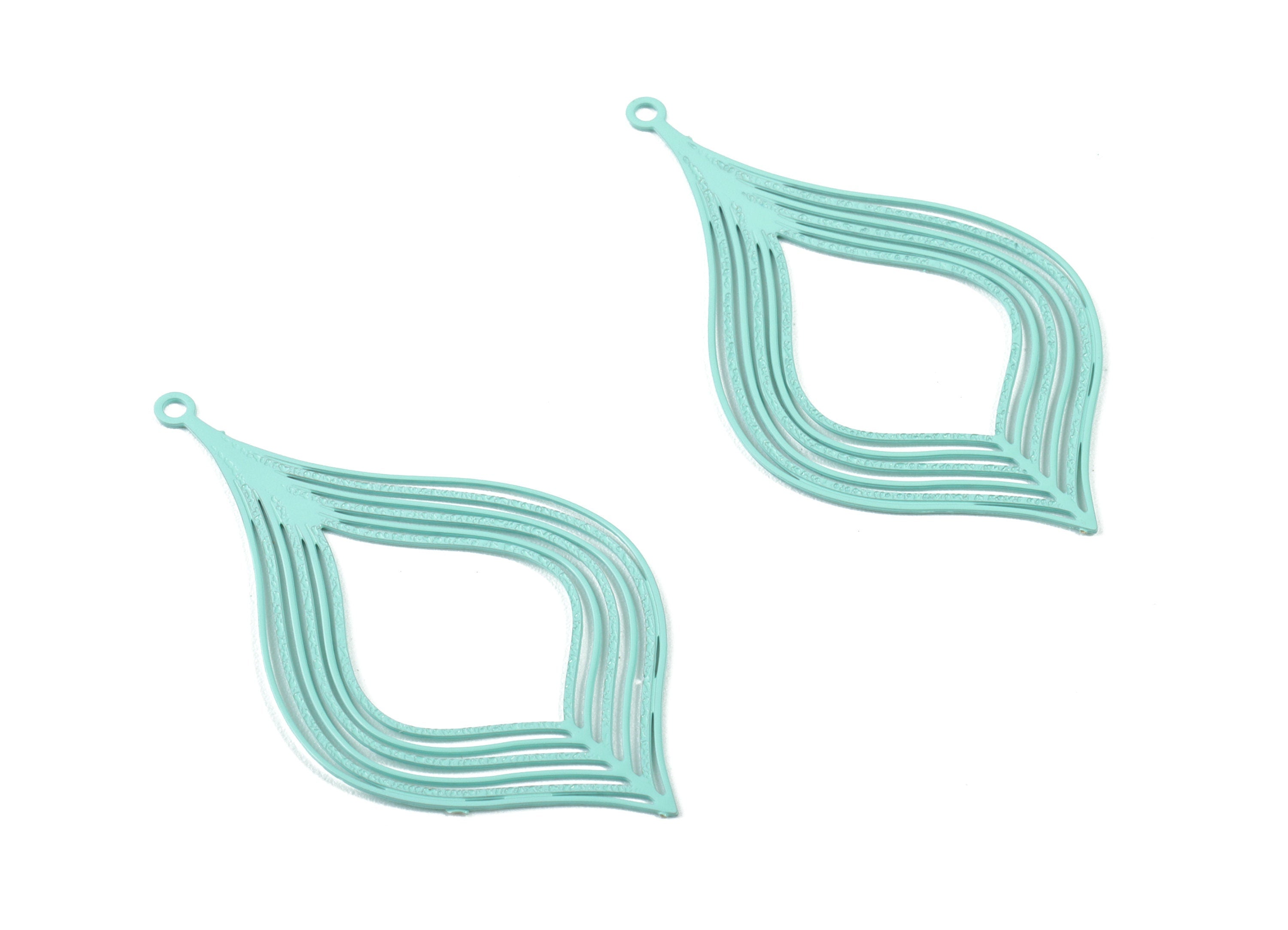 Brass Drop Earring Charms - Turquoise Drop Earrings - Earring Charms - Jewelry Supplies - Color Code: T2 - 38.92x21.85x0.41mm - JJB4426-T2 - DOMEDBAZAAR