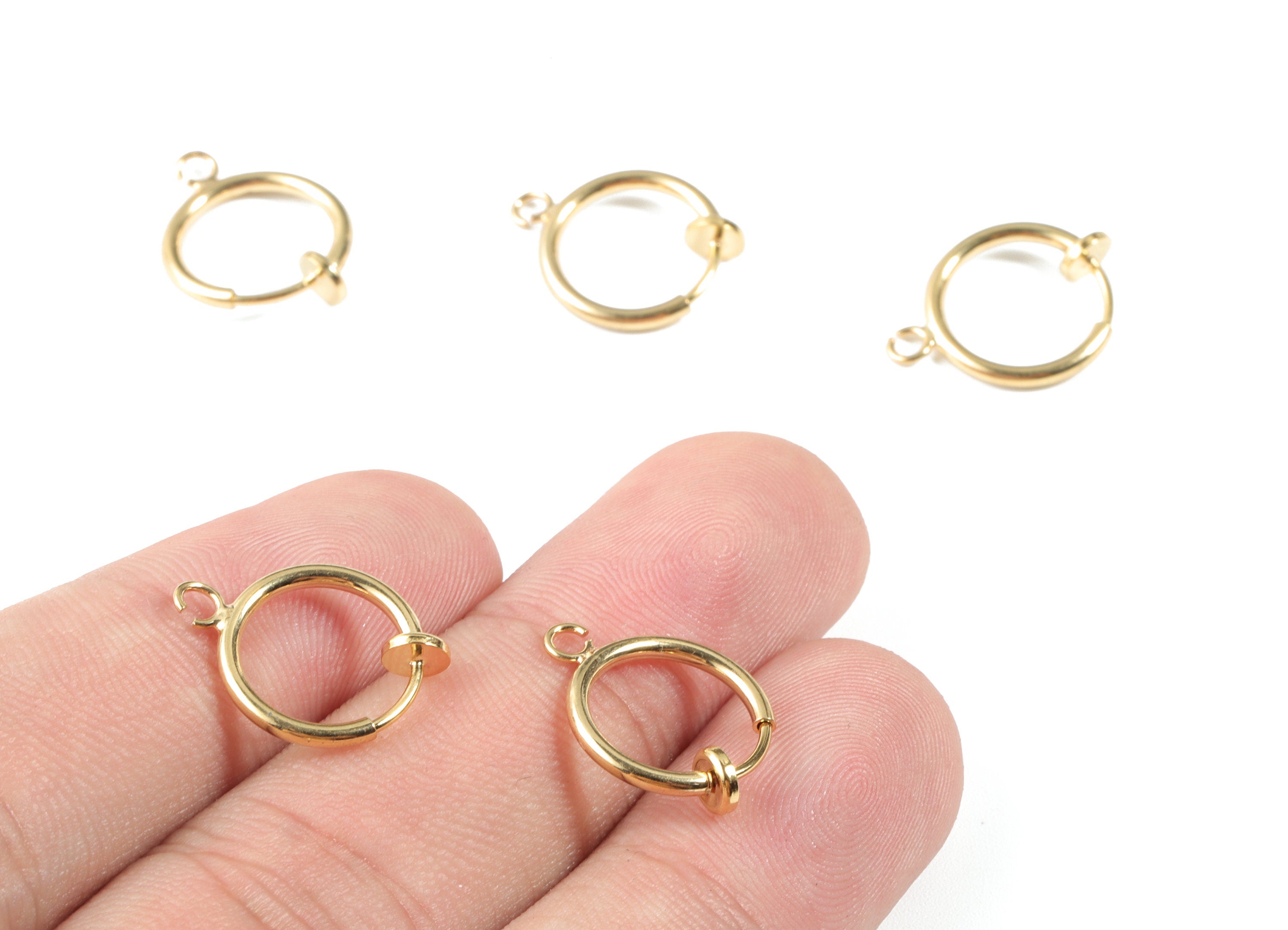 Brass Spring Clasp - Circle Shaped Gold Filled - 18k Gold Fill Clasp - Open Gold Spring Clasp - 16.69x12.9x4.2mm - RGP2646 - DOMEDBAZAAR