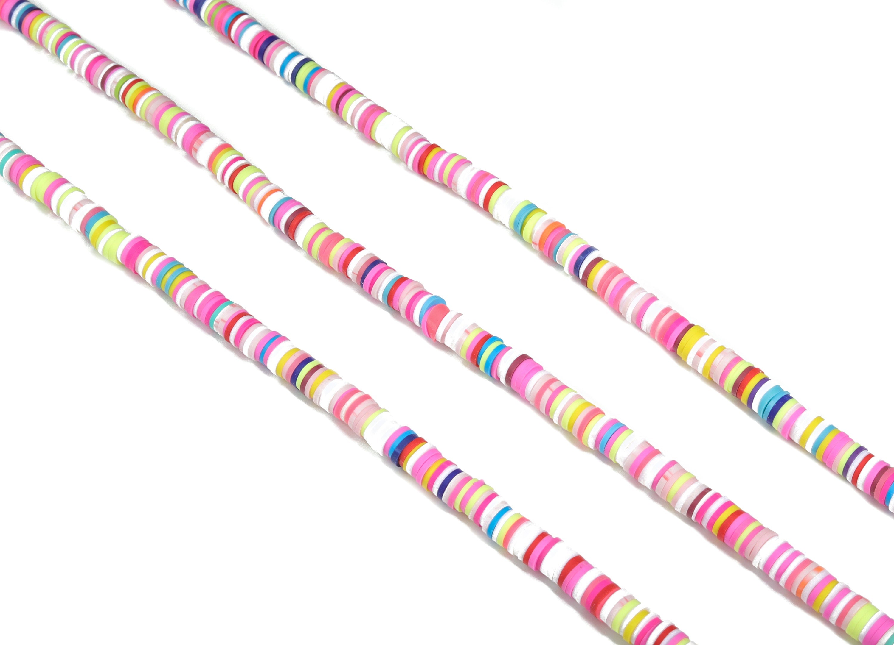 Vinyl Heishi Beads Clay Disc - 5.3mm African Colored Disc Spacer Beads - Polymer Clay Disc Beads 15.75&quot;&quot; / 1 strand-400x5x1.1mm - NS1066-P17 - DOMEDBAZAAR