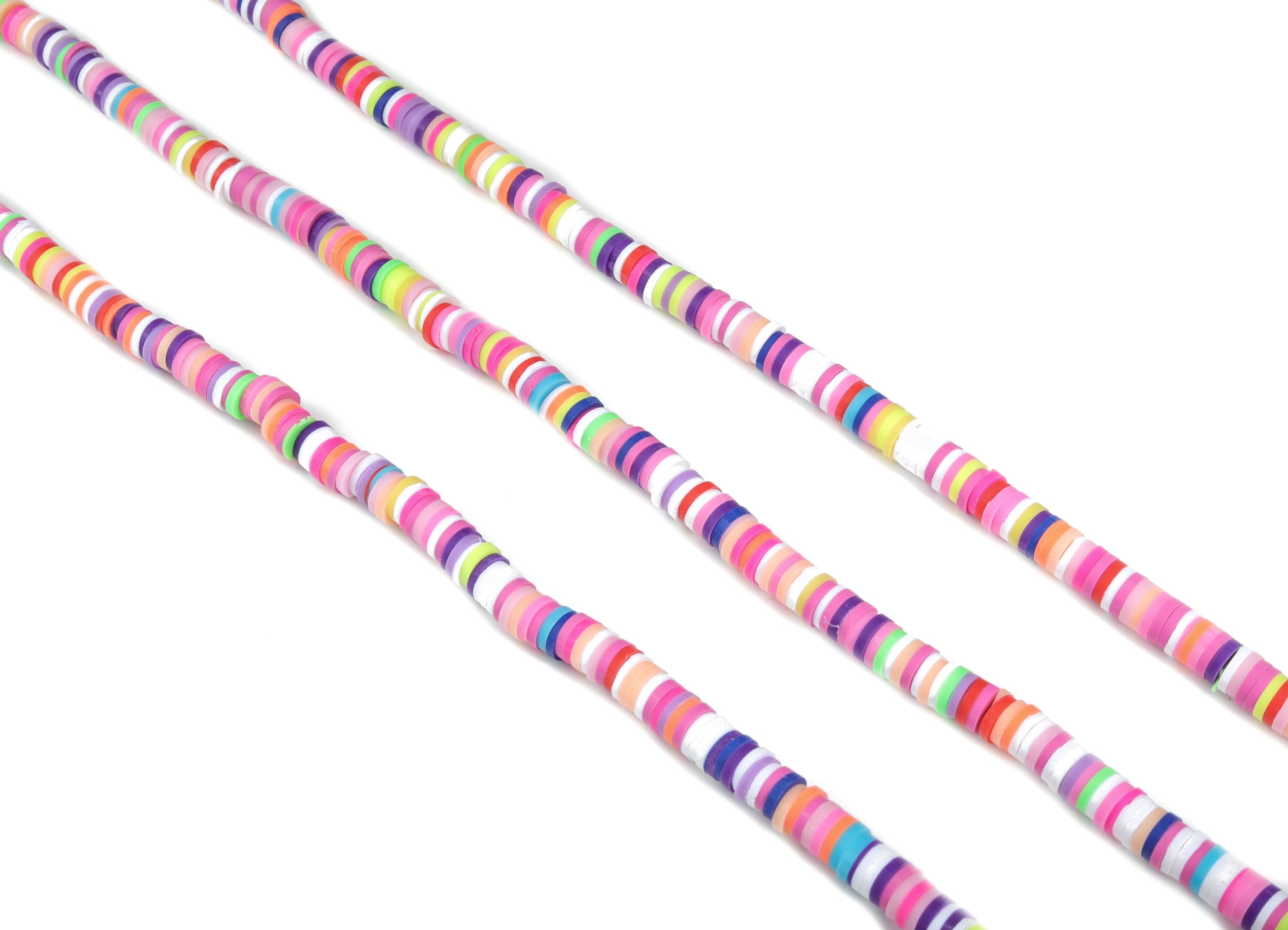 Vinyl Heishi Beads Clay Disc - 5.3mm African Colored Disc Spacer Beads - Polymer Clay Disc Beads 15.75&quot;&quot; / 1 strand-400x5x1.1mm - NS1066-P18 - DOMEDBAZAAR