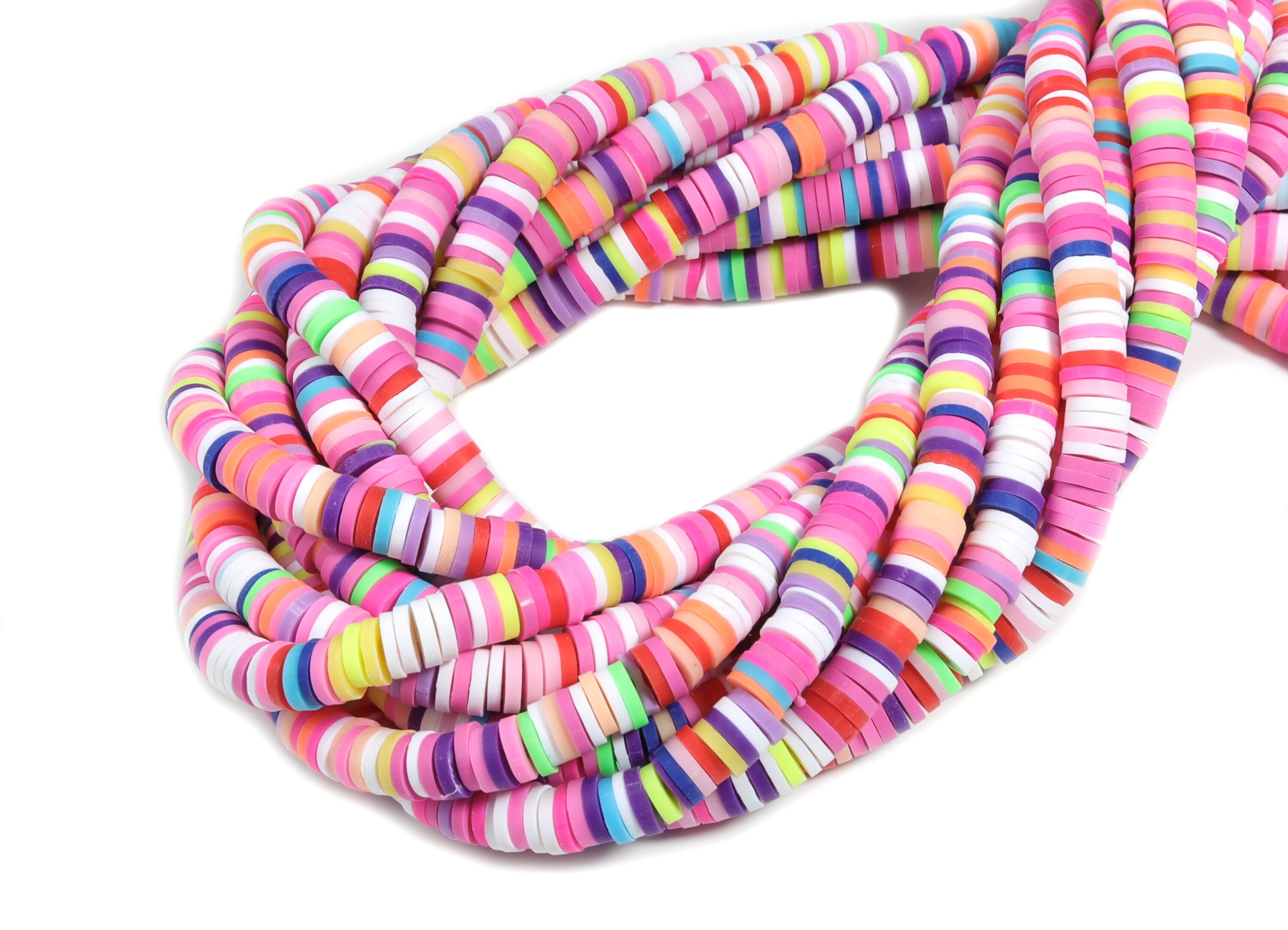 Vinyl Heishi Beads Clay Disc - 5.3mm African Colored Disc Spacer Beads - Polymer Clay Disc Beads 15.75&quot;&quot; / 1 strand-400x5x1.1mm - NS1066-P18 - DOMEDBAZAAR