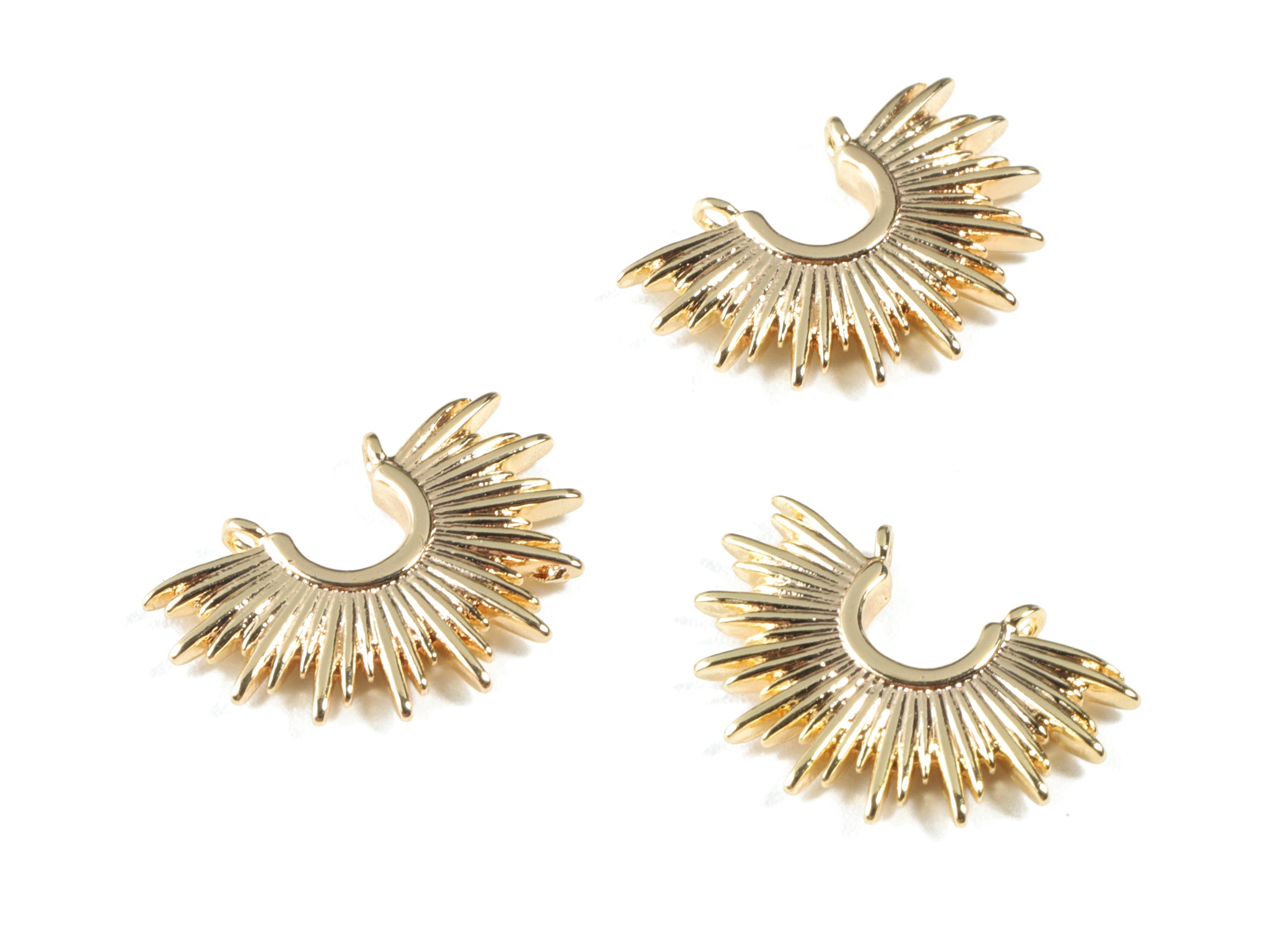 Brass Half Moon Earring Connector - Gold Half Moon Necklace Connector Charms - 18K Real Gold Plated Brass - 15.89x11.08x1.83mm - RGP2654 - DOMEDBAZAAR