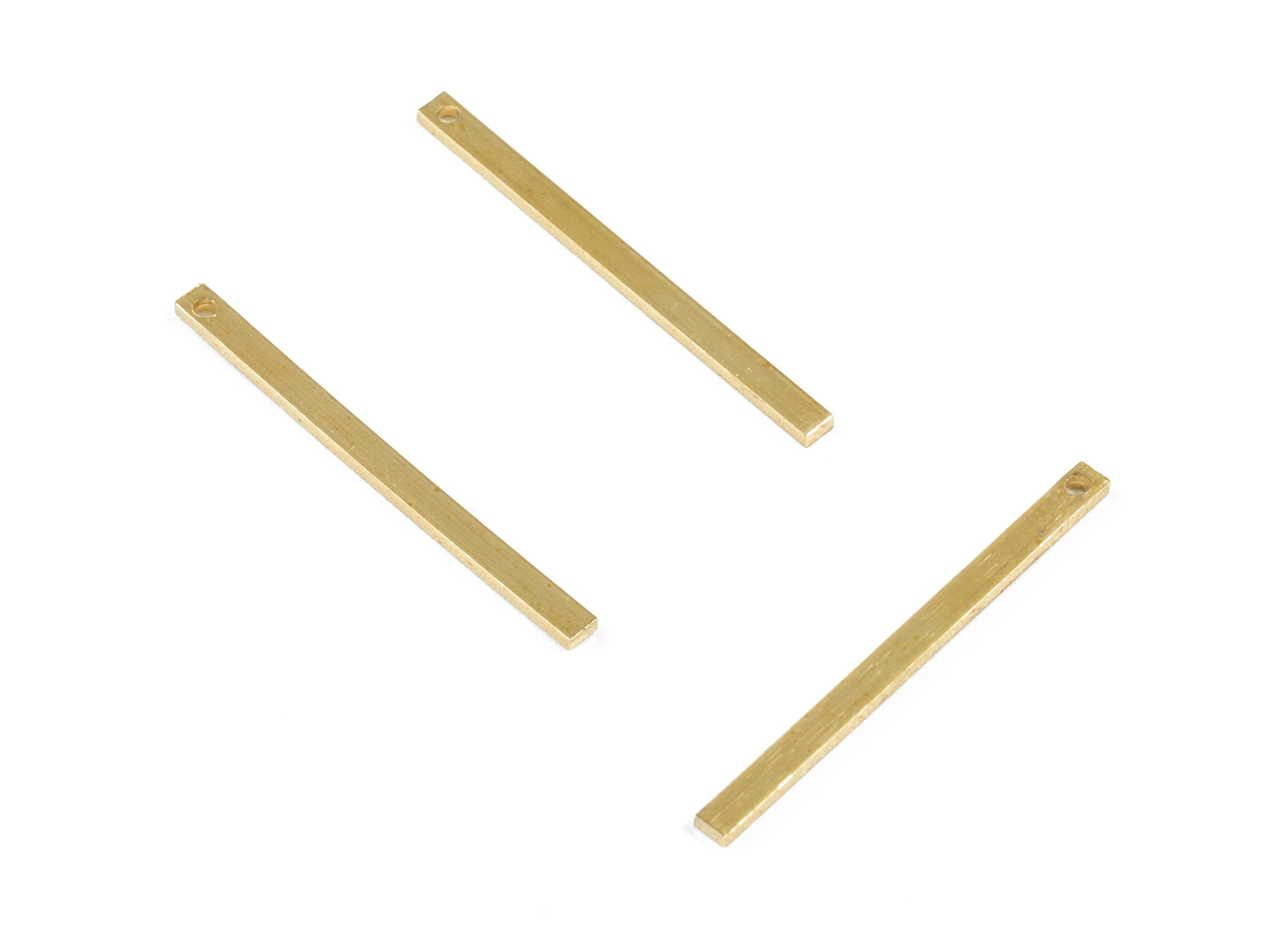 Brass Mini Bar Charms - Raw Brass Strip Pendants - Earring Findings - Jewelry Supplies - 29.79x2.01x1.03mm - PP3553 - DOMEDBAZAAR