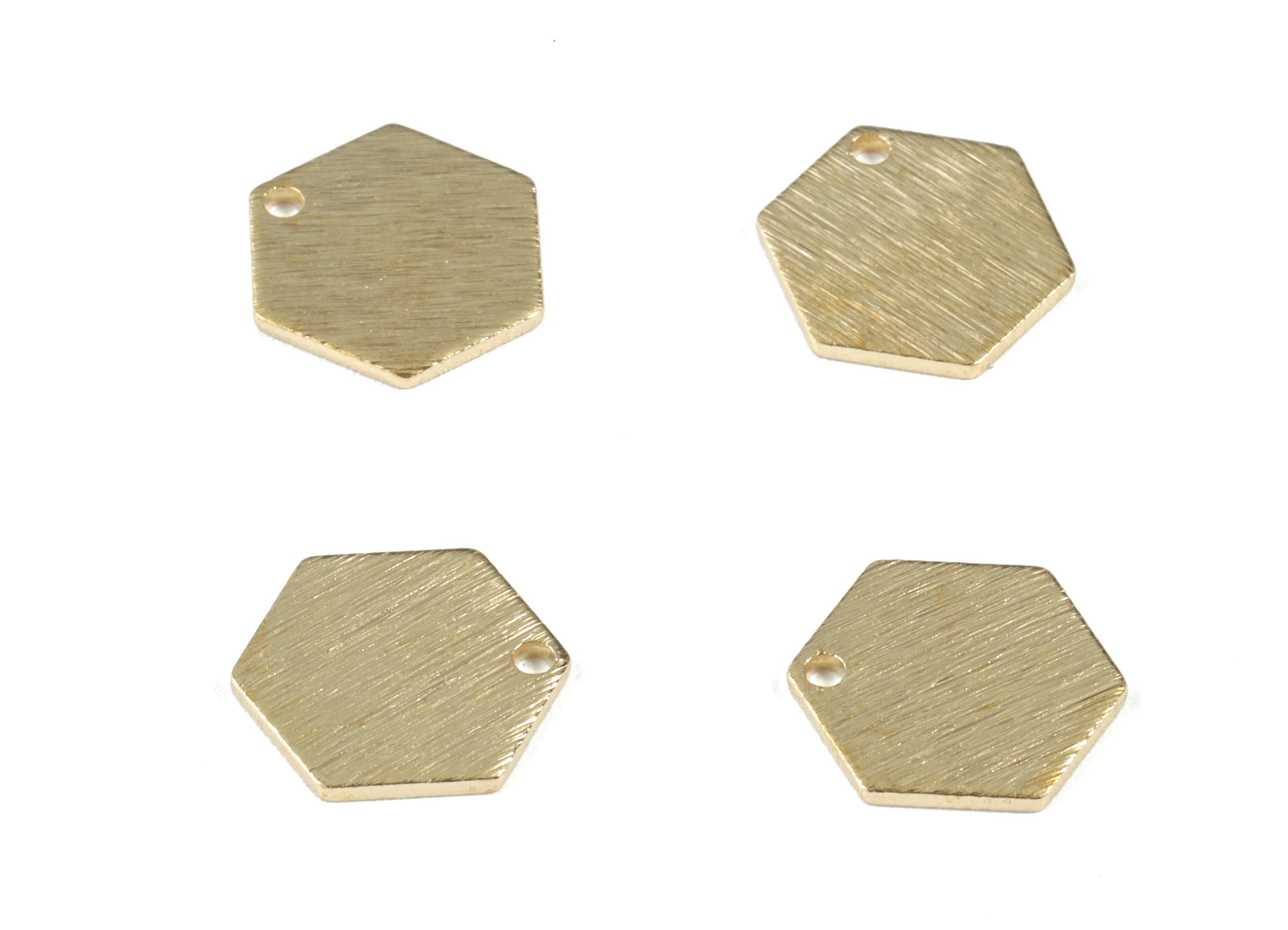 Brass Textured Hexagon Earring Charms - Raw Brass Hexagon Pendant - Earring Findings - Jewelry Supplies - 8.02x8.02x0.86mm - PP3557 - DOMEDBAZAAR