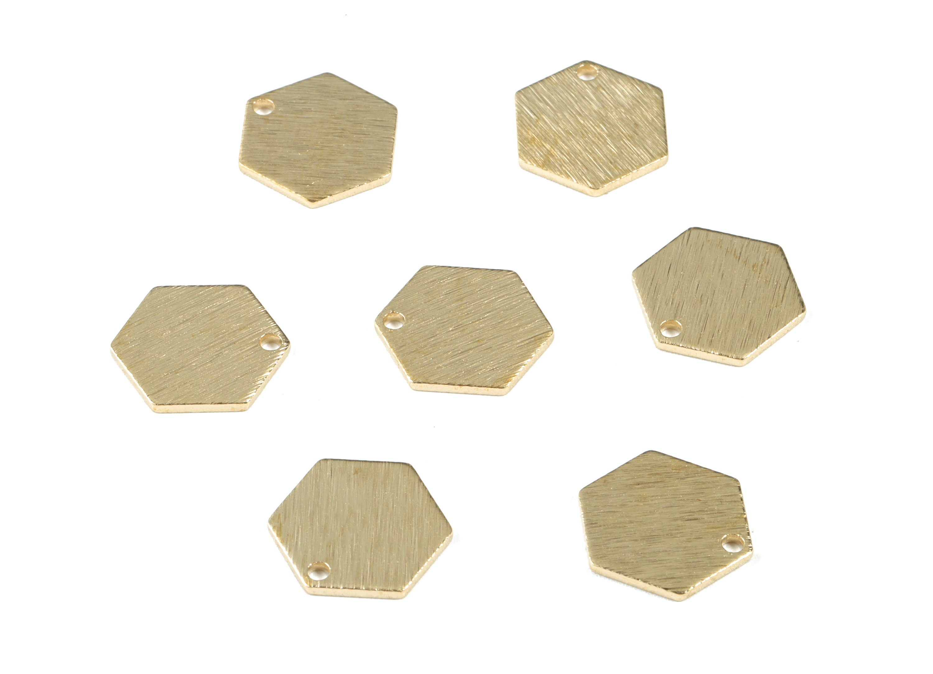 Brass Textured Hexagon Earring Charms - Raw Brass Hexagon Pendant - Earring Findings - Jewelry Supplies - 8.02x8.02x0.86mm - PP3557 - DOMEDBAZAAR