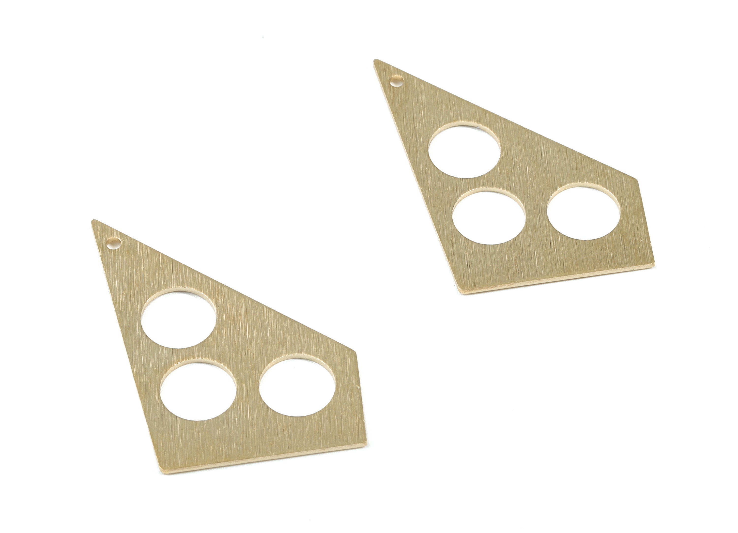 Brass Textured Geometrics Earring Charms - Raw Brass Triangle Charm - Rounds Earring - Jewelry Supplies - 41.41x25.09x0.93mm - PP3558 - DOMEDBAZAAR