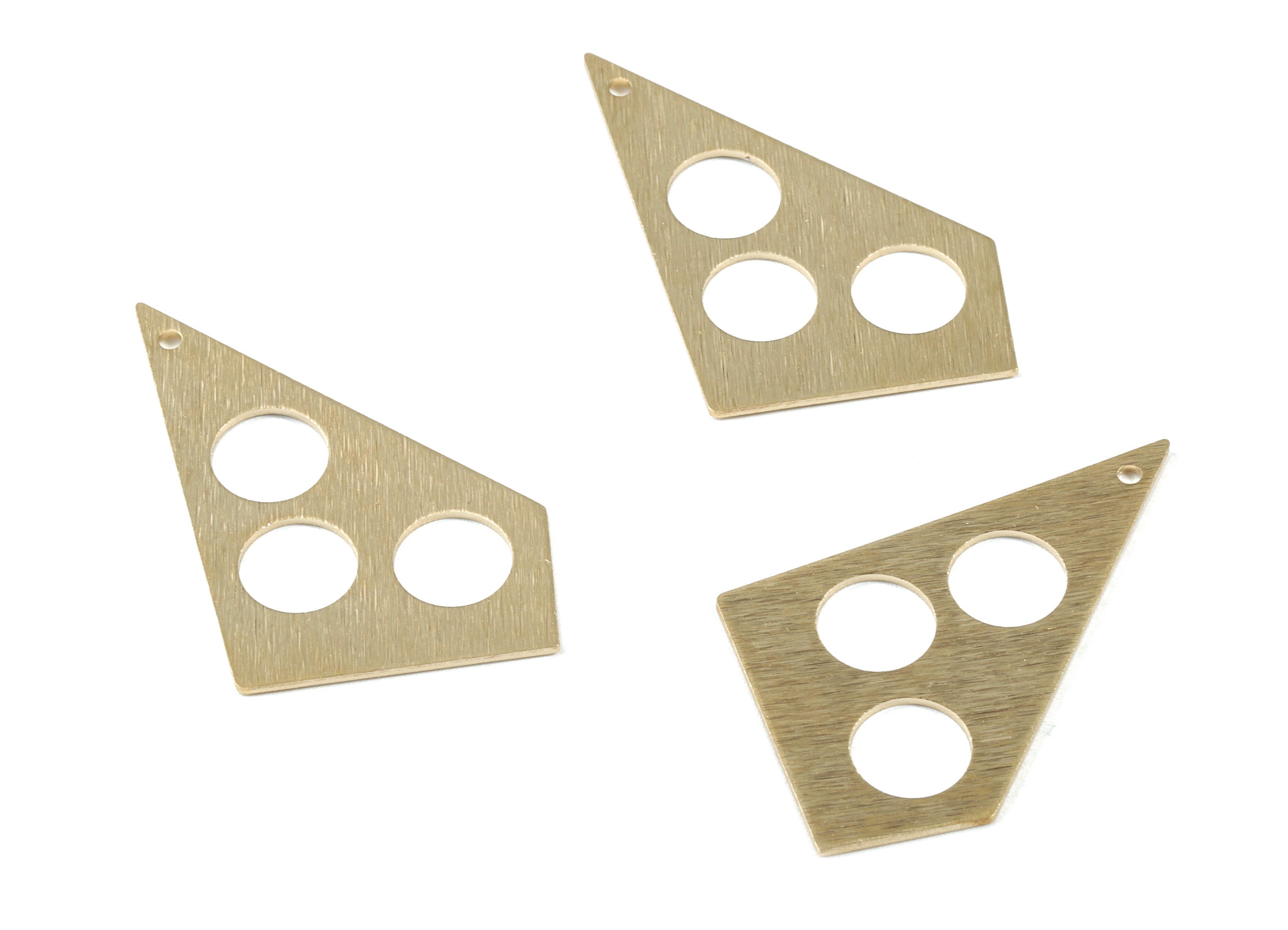 Brass Textured Geometrics Earring Charms - Raw Brass Triangle Charm - Rounds Earring - Jewelry Supplies - 41.41x25.09x0.93mm - PP3558 - DOMEDBAZAAR