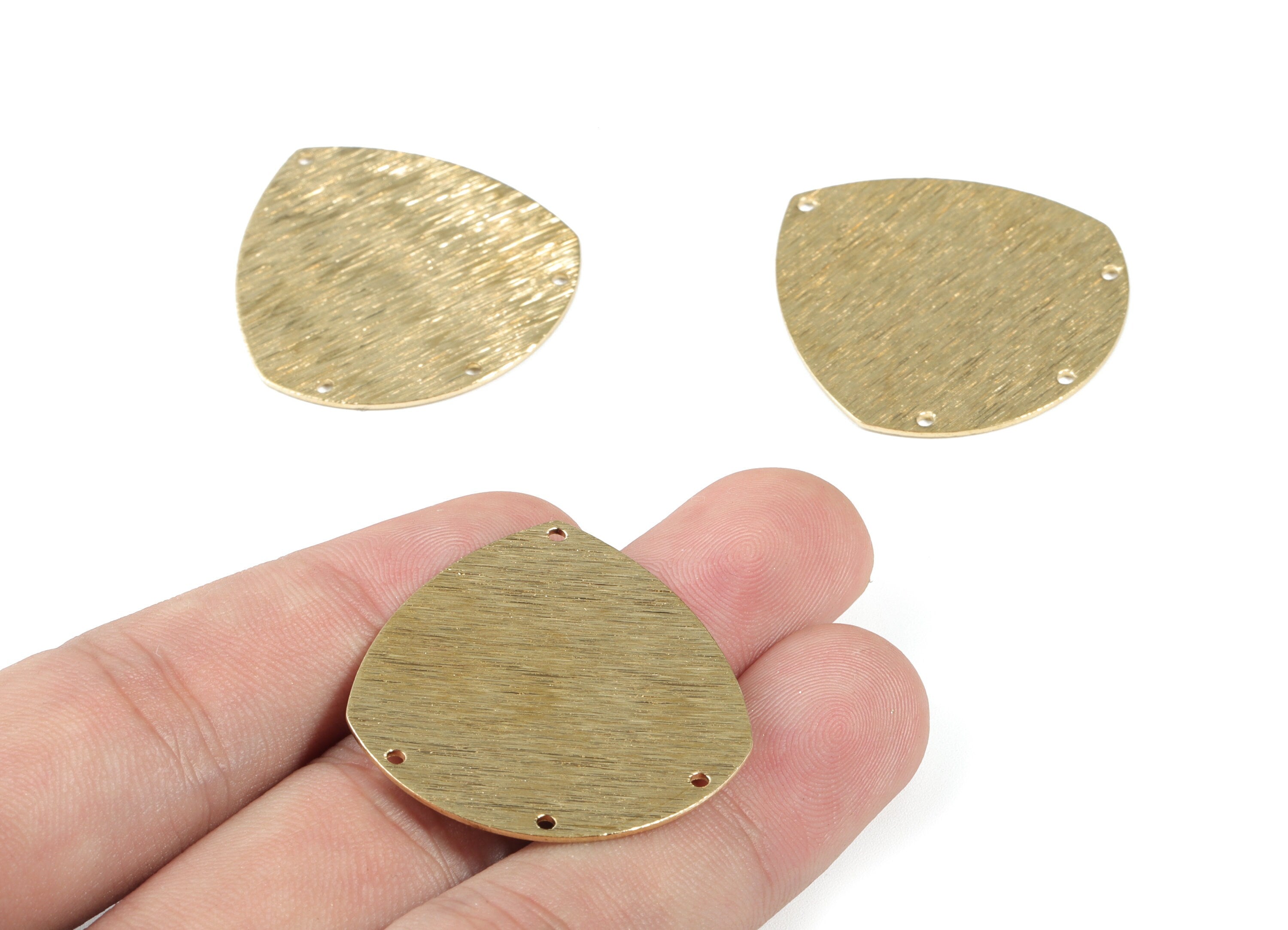 Brass Drop Earring Connector - Raw Brass Textured Teardrop Earings - Brass 4 Hole Connector - Jewelry Supplies - 35.52x32.96x0.98mm - PP3552 - DOMEDBAZAAR