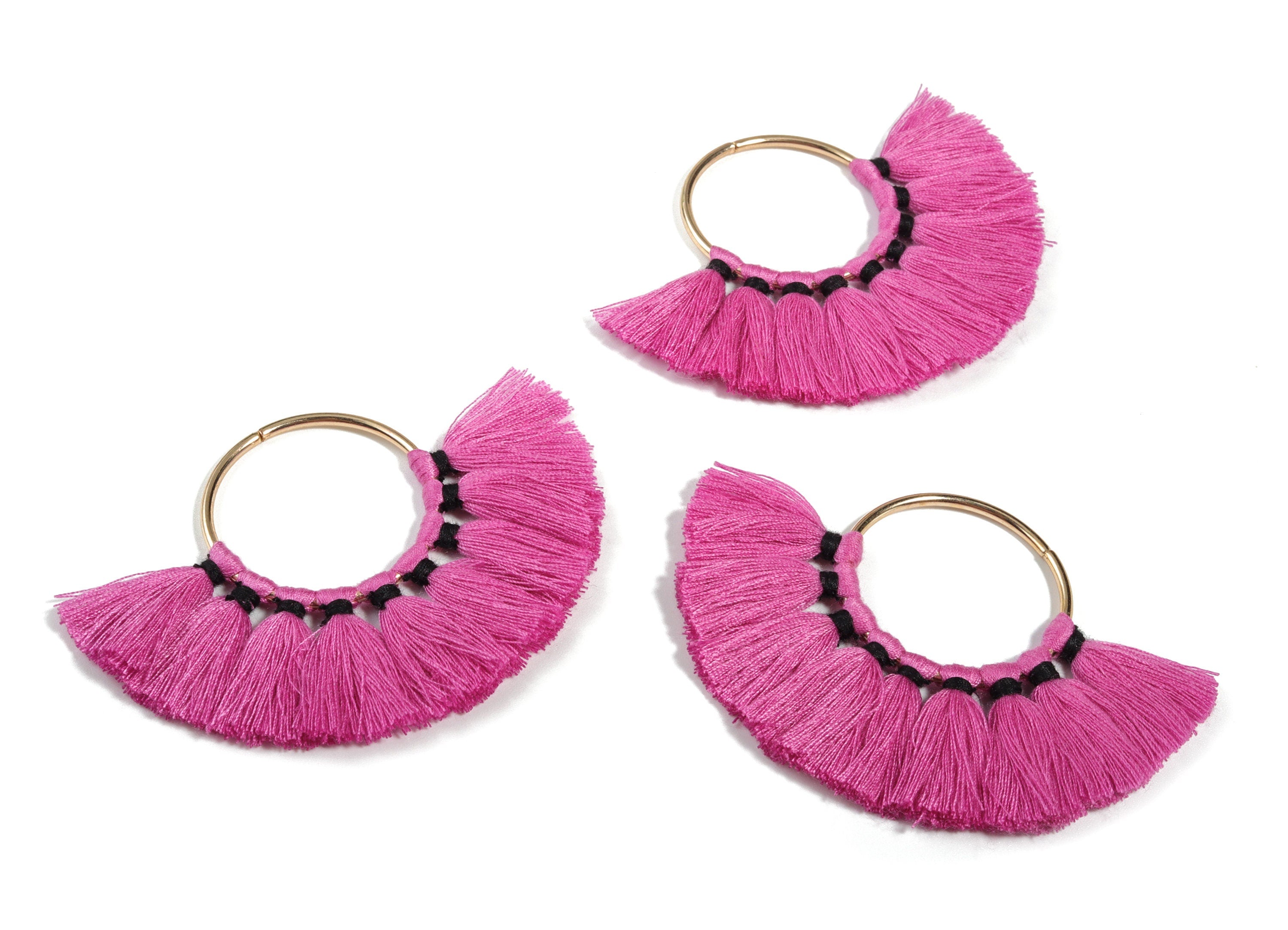 Fan Tassel Earring Charms With Ring - Tassel Earring Pendant - Fan Ring Earrings - Earring Accessories - 55.63x35.45x3.17mm - TS1150C - DOMEDBAZAAR