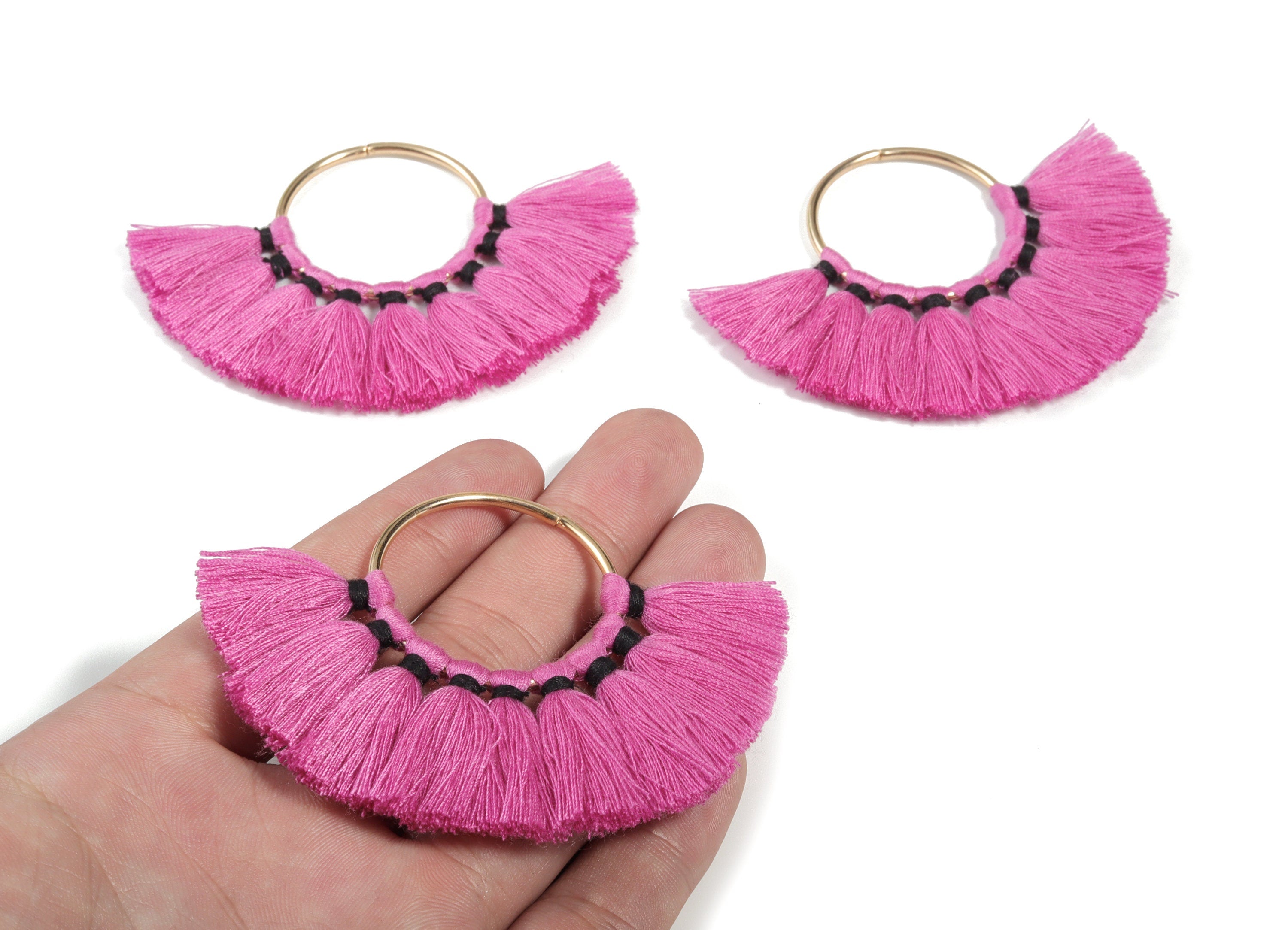 Fan Tassel Earring Charms With Ring - Tassel Earring Pendant - Fan Ring Earrings - Earring Accessories - 55.63x35.45x3.17mm - TS1150C - DOMEDBAZAAR