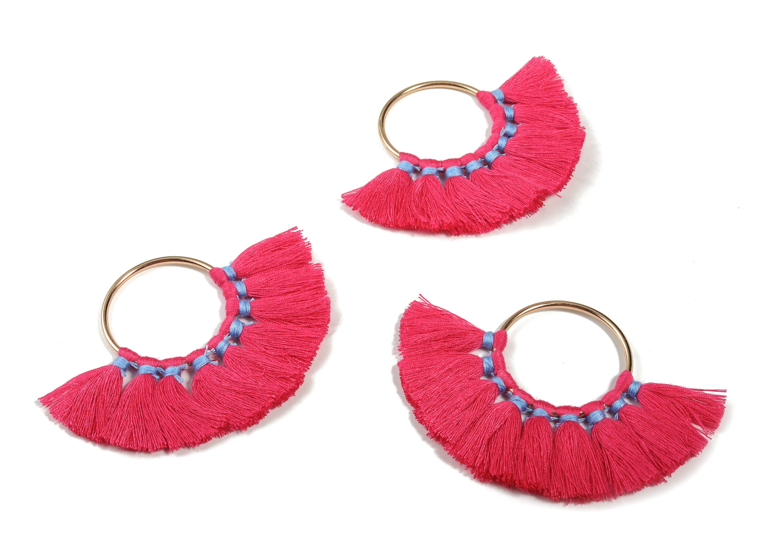 Fan Tassel Earring Charms With Ring - Tassel Earring Pendant - Fan Ring Earrings - Earring Accessories - 55.63x35.45x3.17mm - TS1150D - DOMEDBAZAAR
