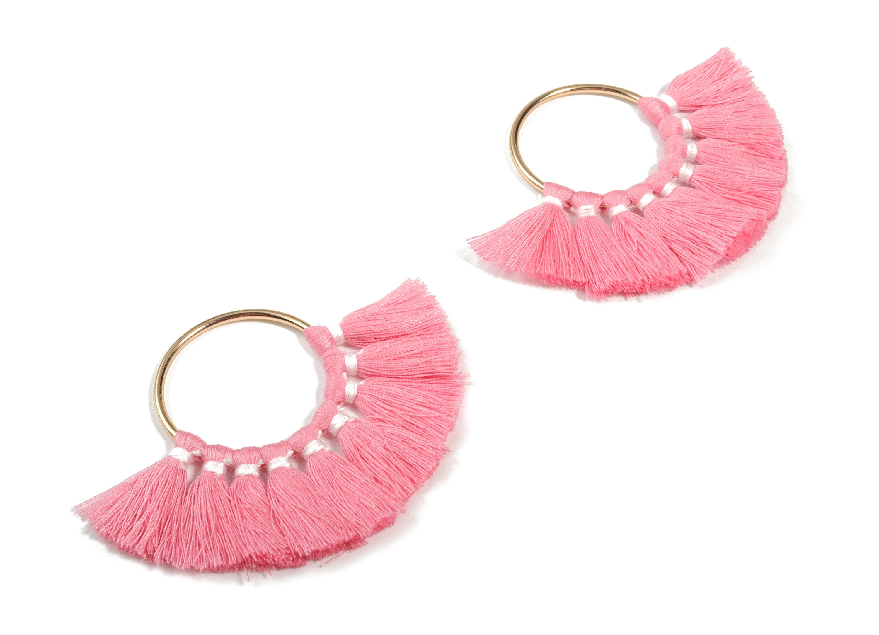 Fan Tassel Earring Charms With Ring - Tassel Earring Pendant - Fan Ring Earrings - Earring Accessories - 55.63x35.45x3.17mm - TS1150F - DOMEDBAZAAR
