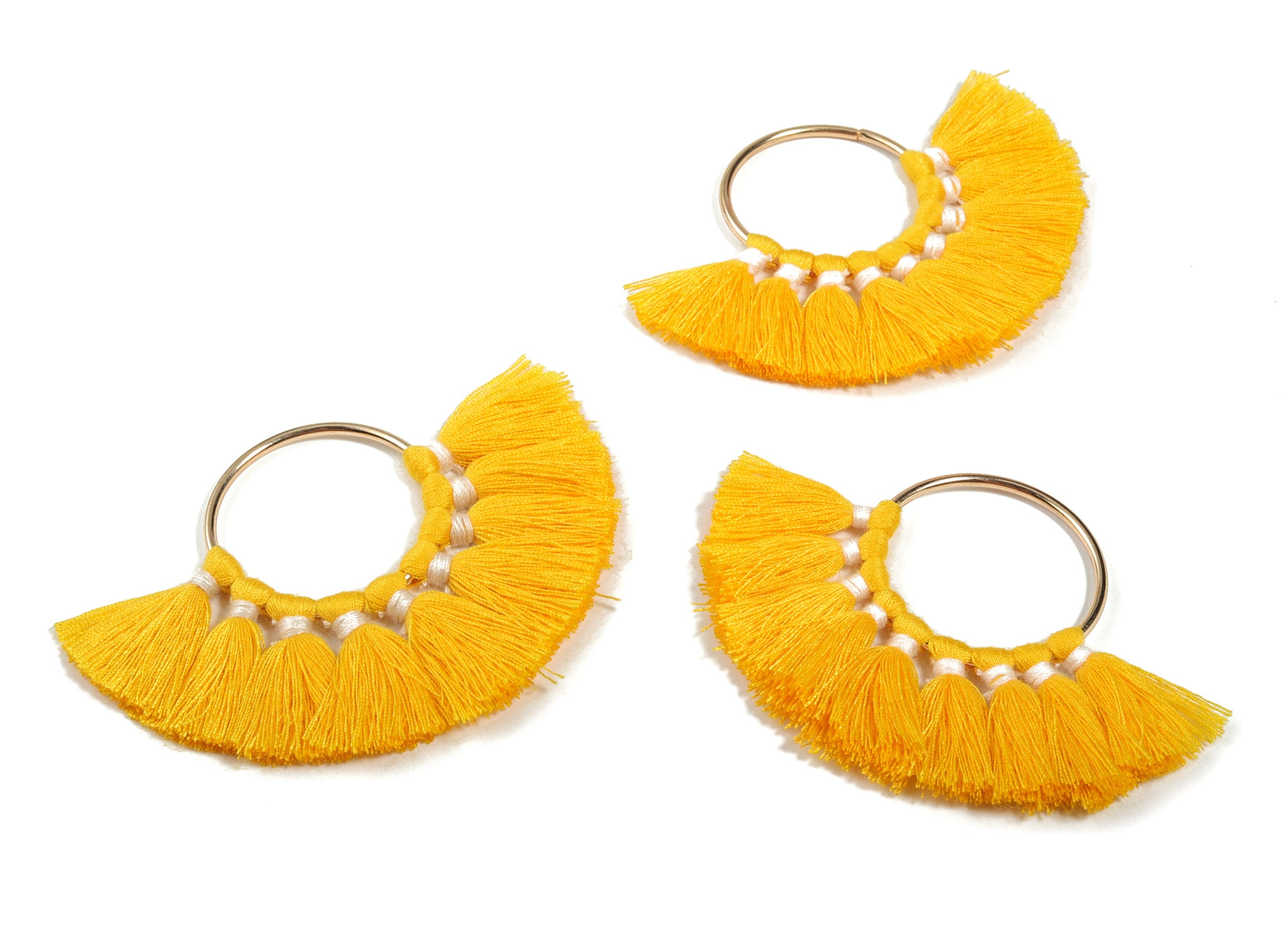 Fan Tassel Earring Charms With Ring - Tassel Earring Pendant - Fan Ring Earrings - Earring Accessories - 55.63x35.45x3.17mm - TS1150K - DOMEDBAZAAR