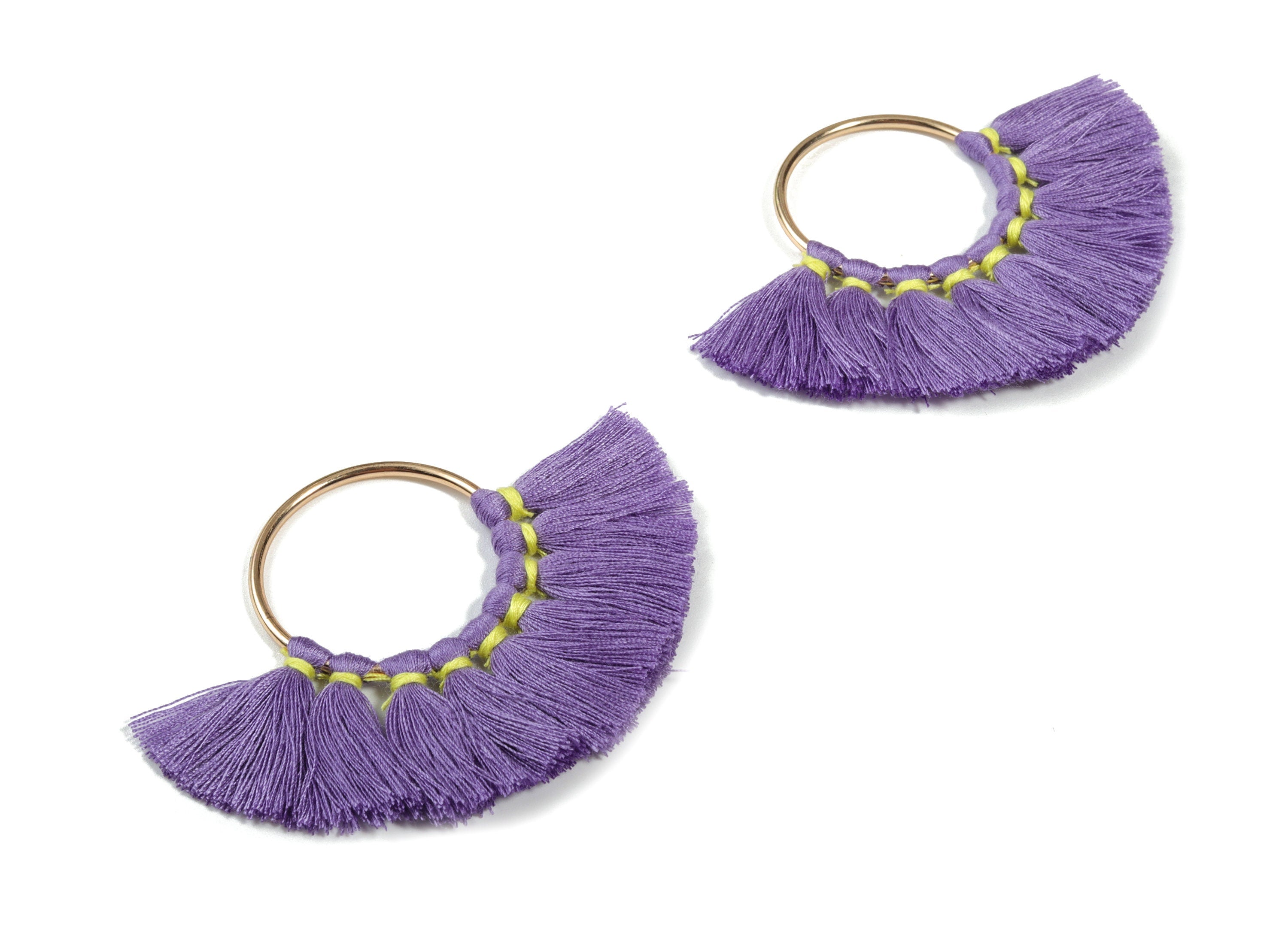 Fan Tassel Earring Charms With Ring - Tassel Earring Pendant - Fan Ring Earrings - Earring Accessories - 55.63x35.45x3.17mm - TS1150M - DOMEDBAZAAR