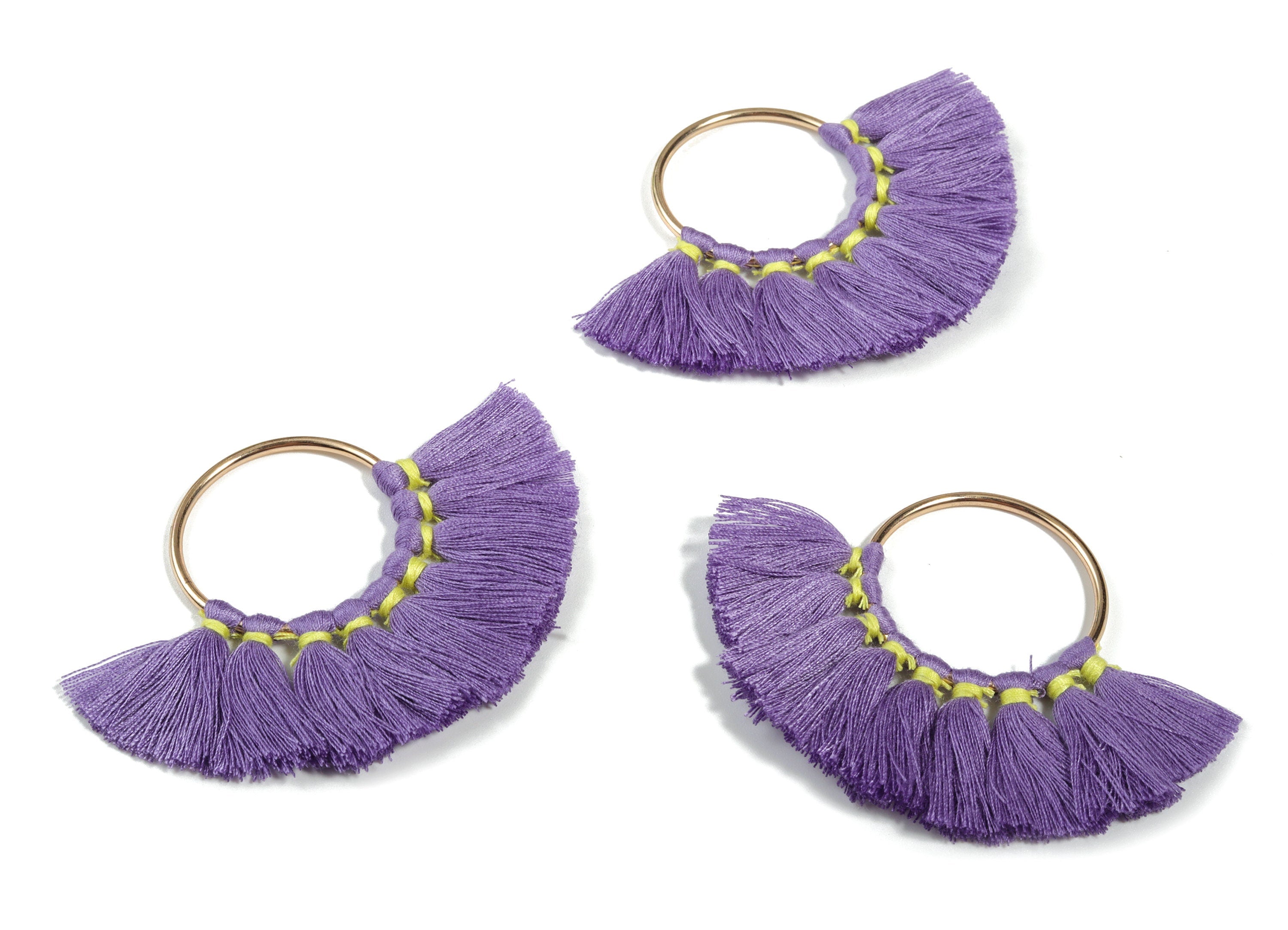 Fan Tassel Earring Charms With Ring - Tassel Earring Pendant - Fan Ring Earrings - Earring Accessories - 55.63x35.45x3.17mm - TS1150M - DOMEDBAZAAR