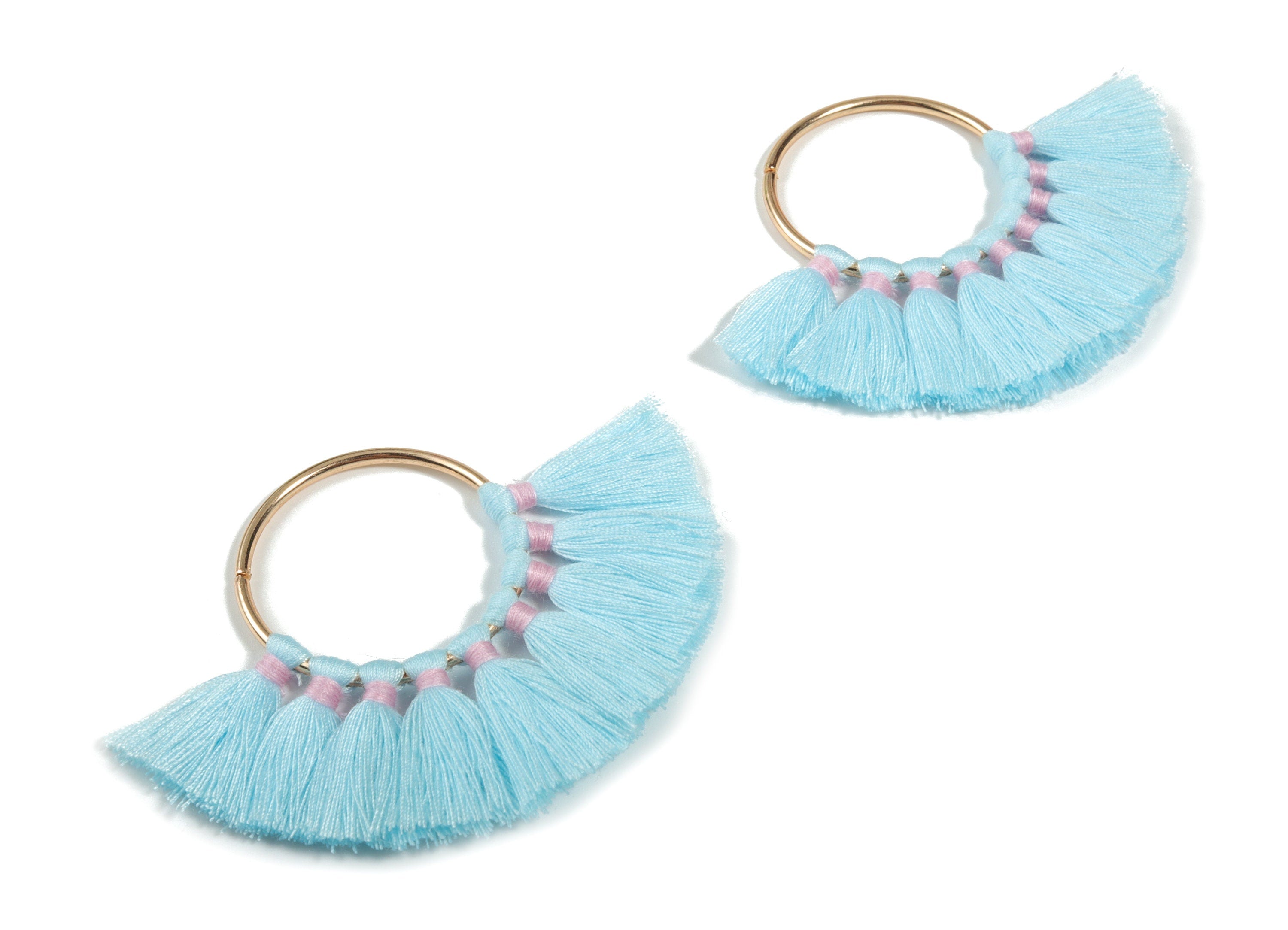 Fan Tassel Earring Charms With Ring - Tassel Earring Pendant - Fan Ring Earrings - Earring Accessories - 55.63x35.45x3.17mm - TS1150R - DOMEDBAZAAR