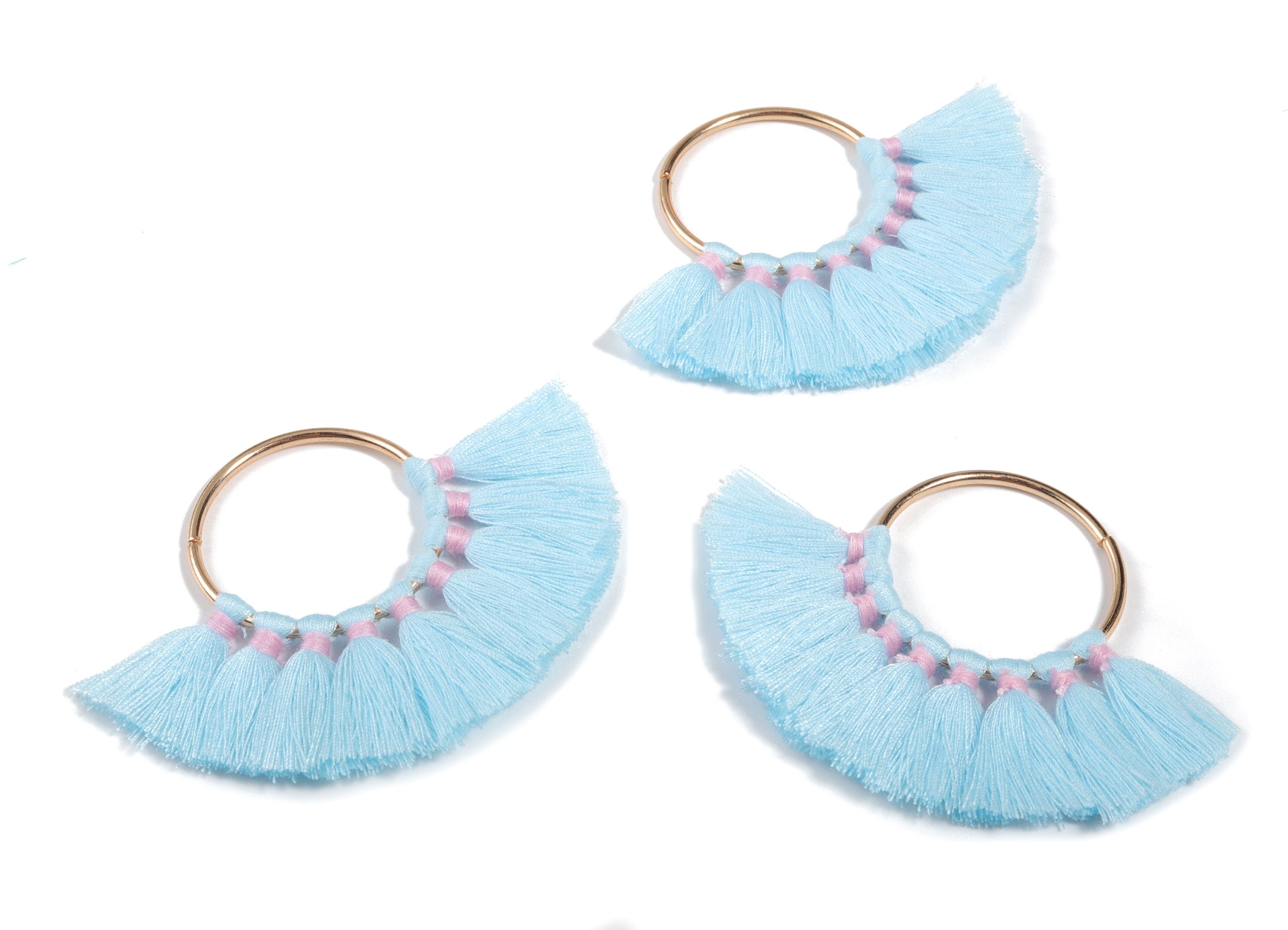 Fan Tassel Earring Charms With Ring - Tassel Earring Pendant - Fan Ring Earrings - Earring Accessories - 55.63x35.45x3.17mm - TS1150R - DOMEDBAZAAR