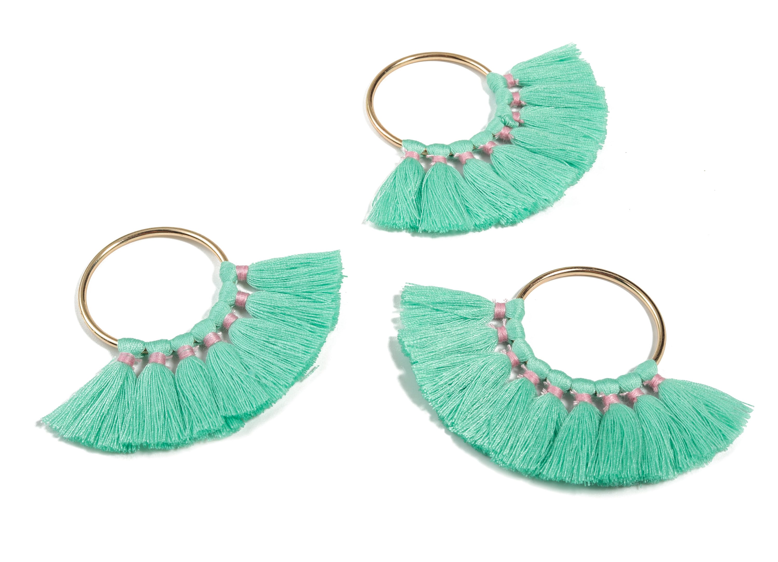 Fan Tassel Earring Charms With Ring - Tassel Earring Pendant - Fan Ring Earrings - Earring Accessories - 55.63x35.45x3.17mm - TS1150S - DOMEDBAZAAR