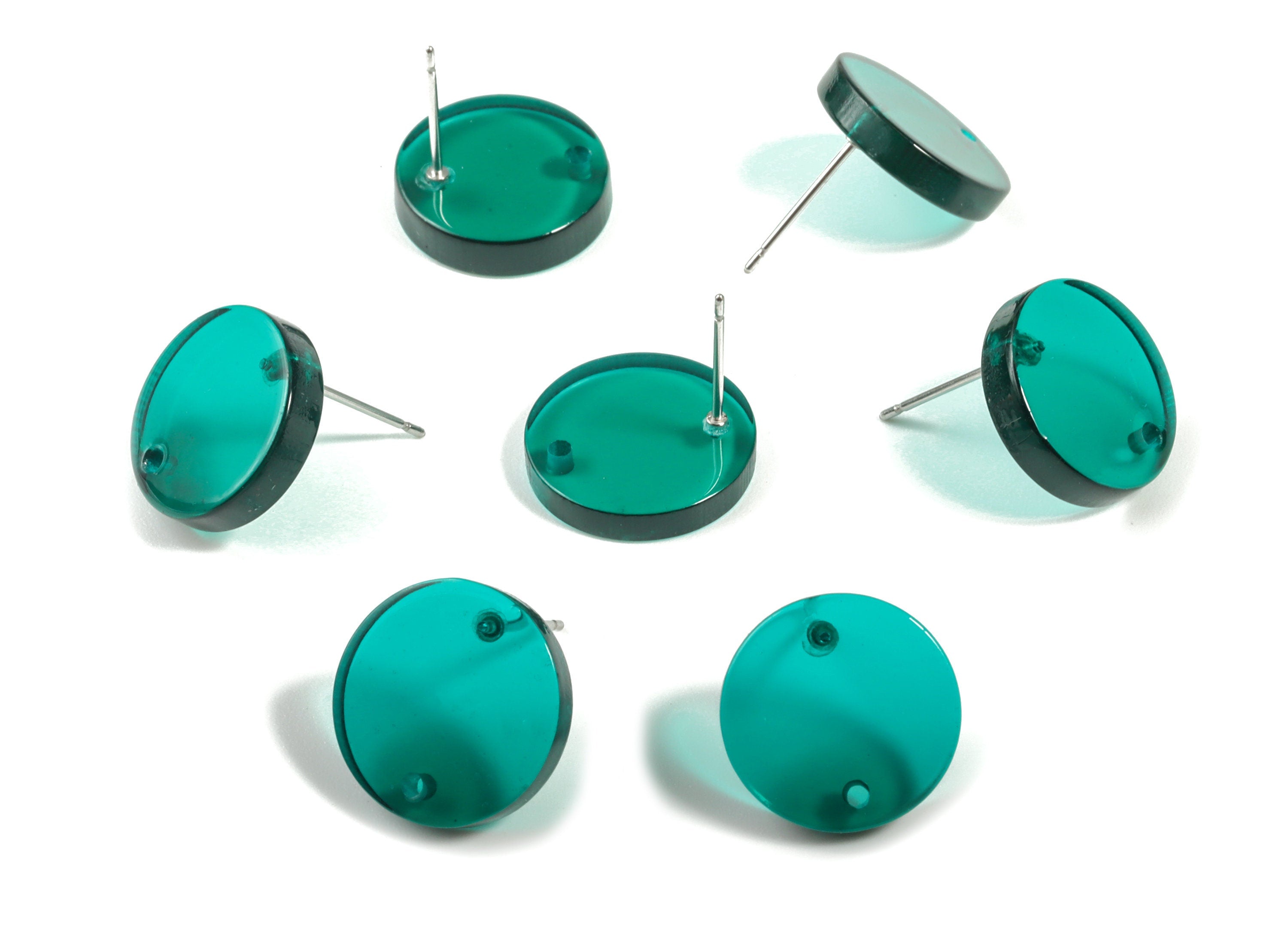 Acrylic Mini Circle Earring Stud - Mini Round Post - Earring Findings - Jewelry Supplies - Color Code:A463 - 14.79x14.79x2.68mm - AC1902B - DOMEDBAZAAR