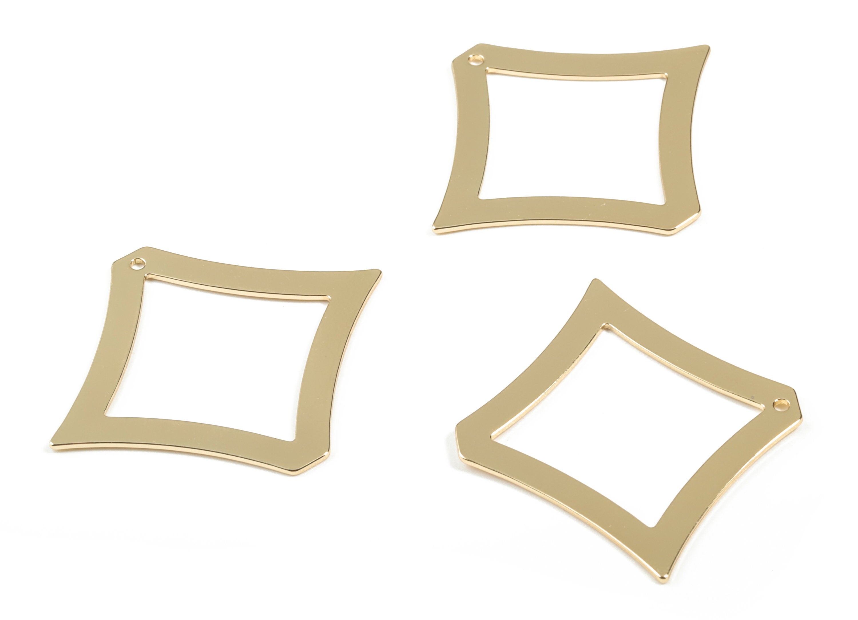 Brass Square Earring Charms - Square Pendant - Gold Tone Plated Brass - Earrings Finding - Jewelry Supplies - 39.62x34.64x0.88mm - PPM1929G - DOMEDBAZAAR