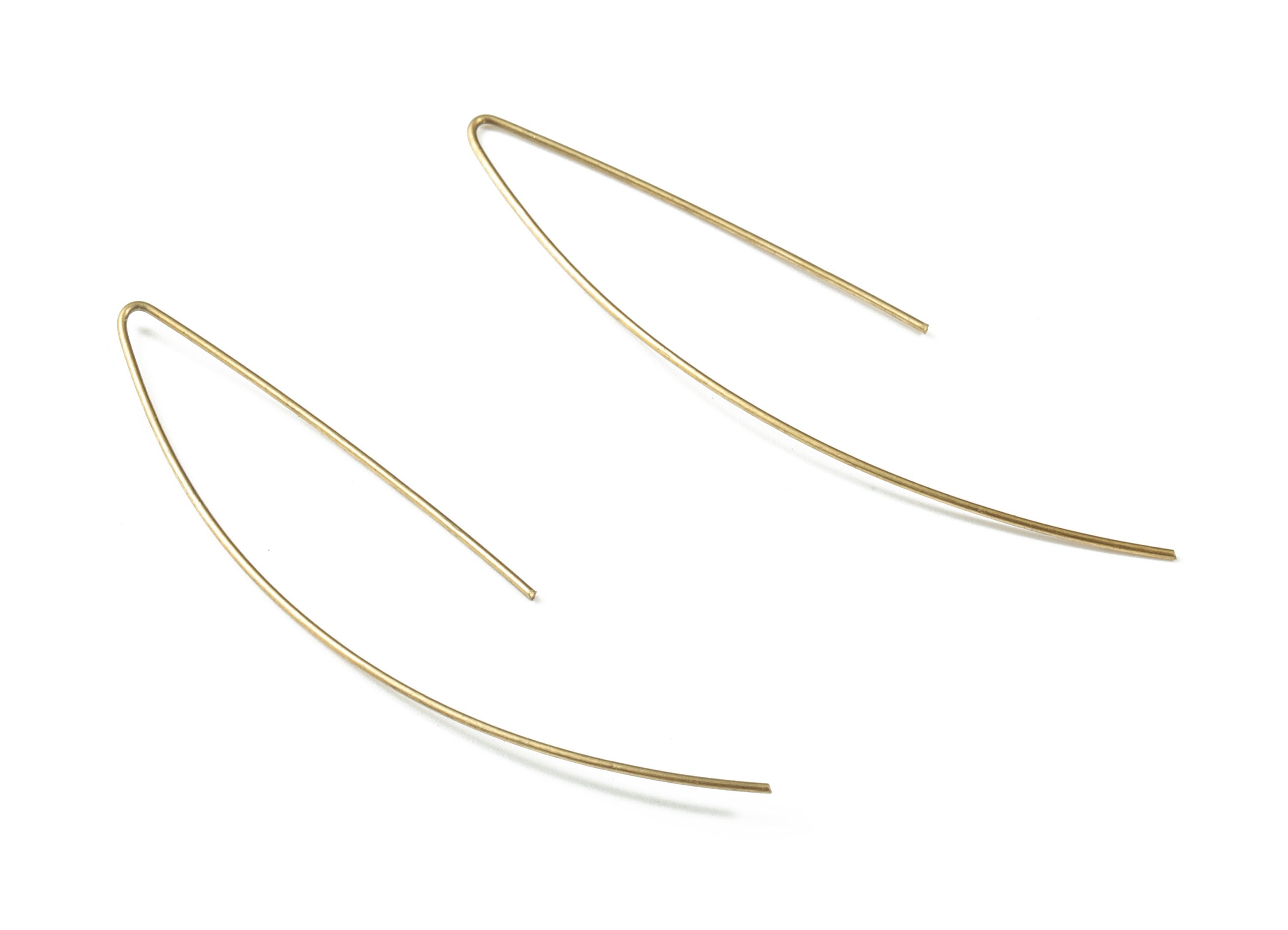 Brass Wire Ear Hook - Raw Brass Geometric Earring Wires - Perfect For VINYL Heishi Beads Clay Disc - Jewelry Supplies - 62x16x0.7mm - PP3562 - DOMEDBAZAAR