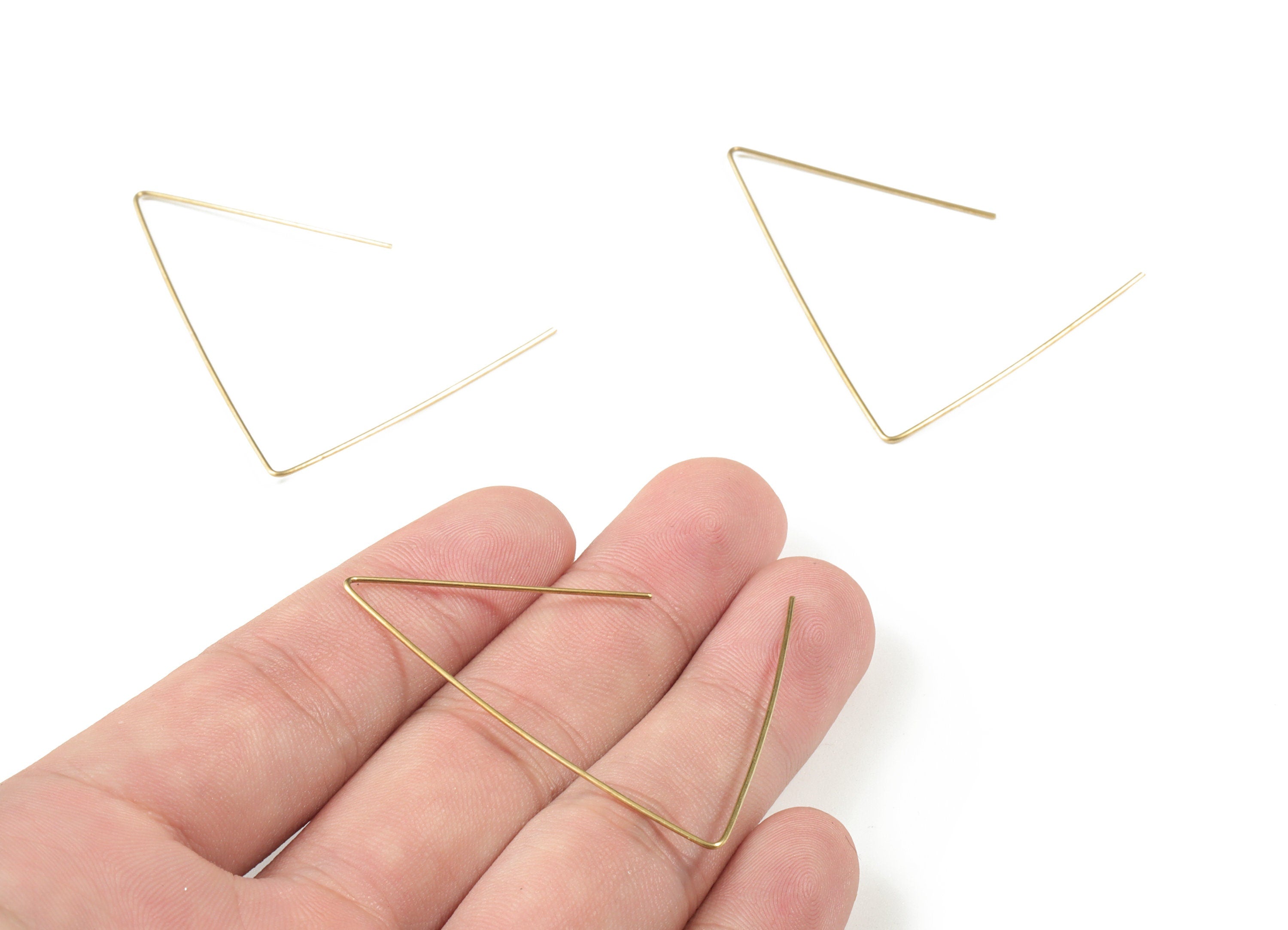 Brass Wire Ear Hook - Raw Brass Geometric Earring Wires - Perfect For VINYL Heishi Beads Clay Disc - Jewelry Supplies - 47x40x0.7mm - PP3563 - DOMEDBAZAAR