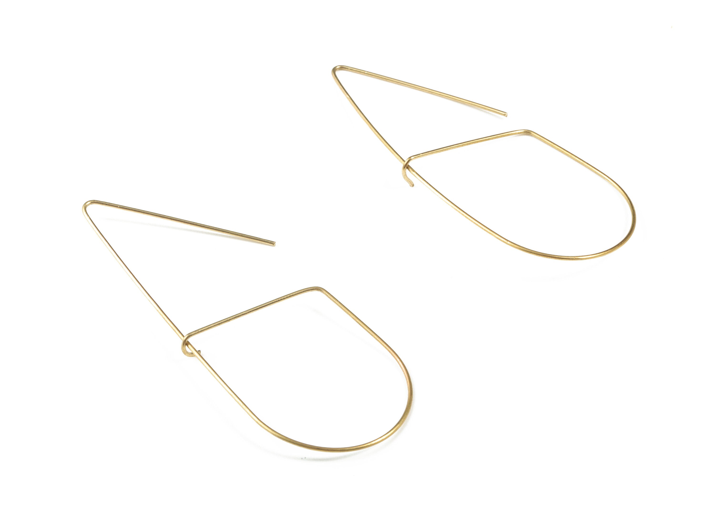 Brass Wire Ear Hook - Raw Brass Geometric Earring Wires - Perfect For VINYL Heishi Beads Clay Disc - Jewelry Supplies - 60x25x0.7mm - PP3565 - DOMEDBAZAAR