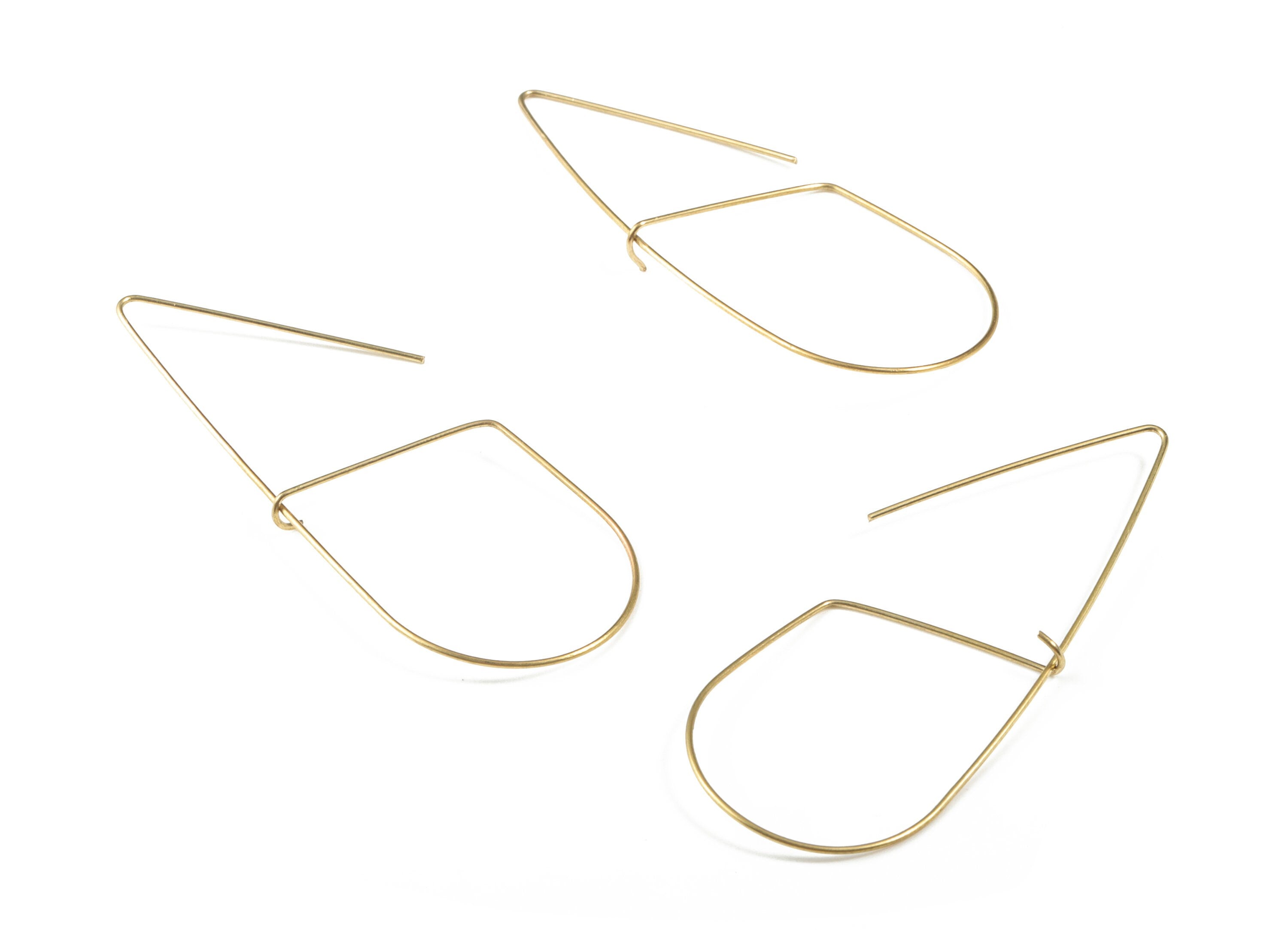 Brass Wire Ear Hook - Raw Brass Geometric Earring Wires - Perfect For VINYL Heishi Beads Clay Disc - Jewelry Supplies - 60x25x0.7mm - PP3565 - DOMEDBAZAAR