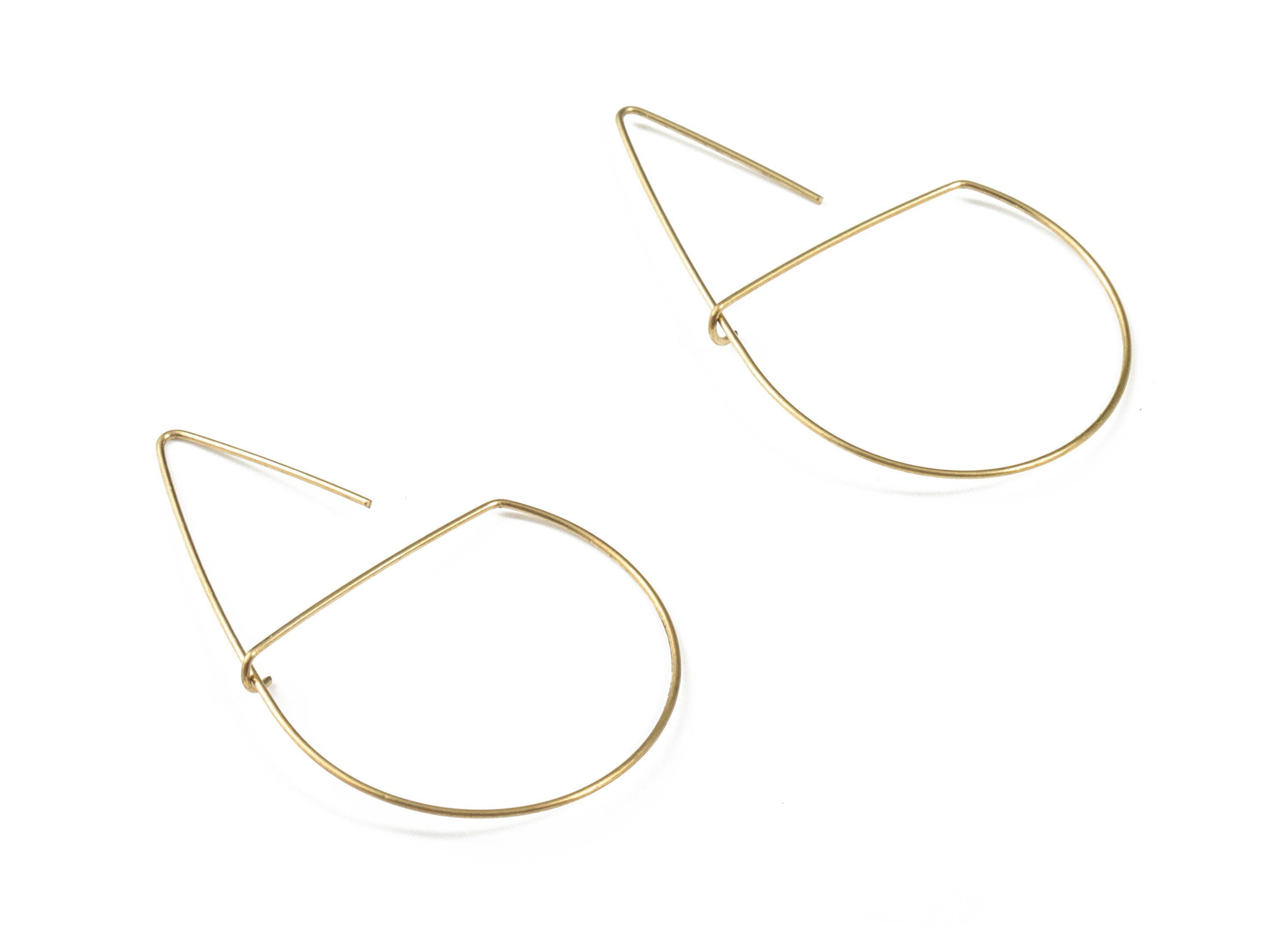 Brass Wire Ear Hook - Raw Brass Geometric Earring Wires - Perfect For VINYL Heishi Beads Clay Disc - Jewelry Supplies - 50x31x0.7mm - PP3566 - DOMEDBAZAAR