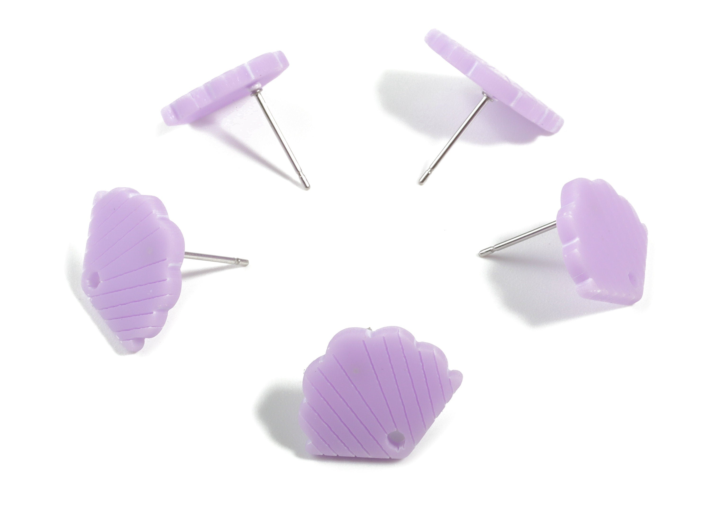 Acrylic Mini Shell Earring Stud - Matte Sheall Post - Earring Post - Jewelry Supplies - Color Code:A468 - 17.03x13.77x2.29mm - AC1898C - DOMEDBAZAAR