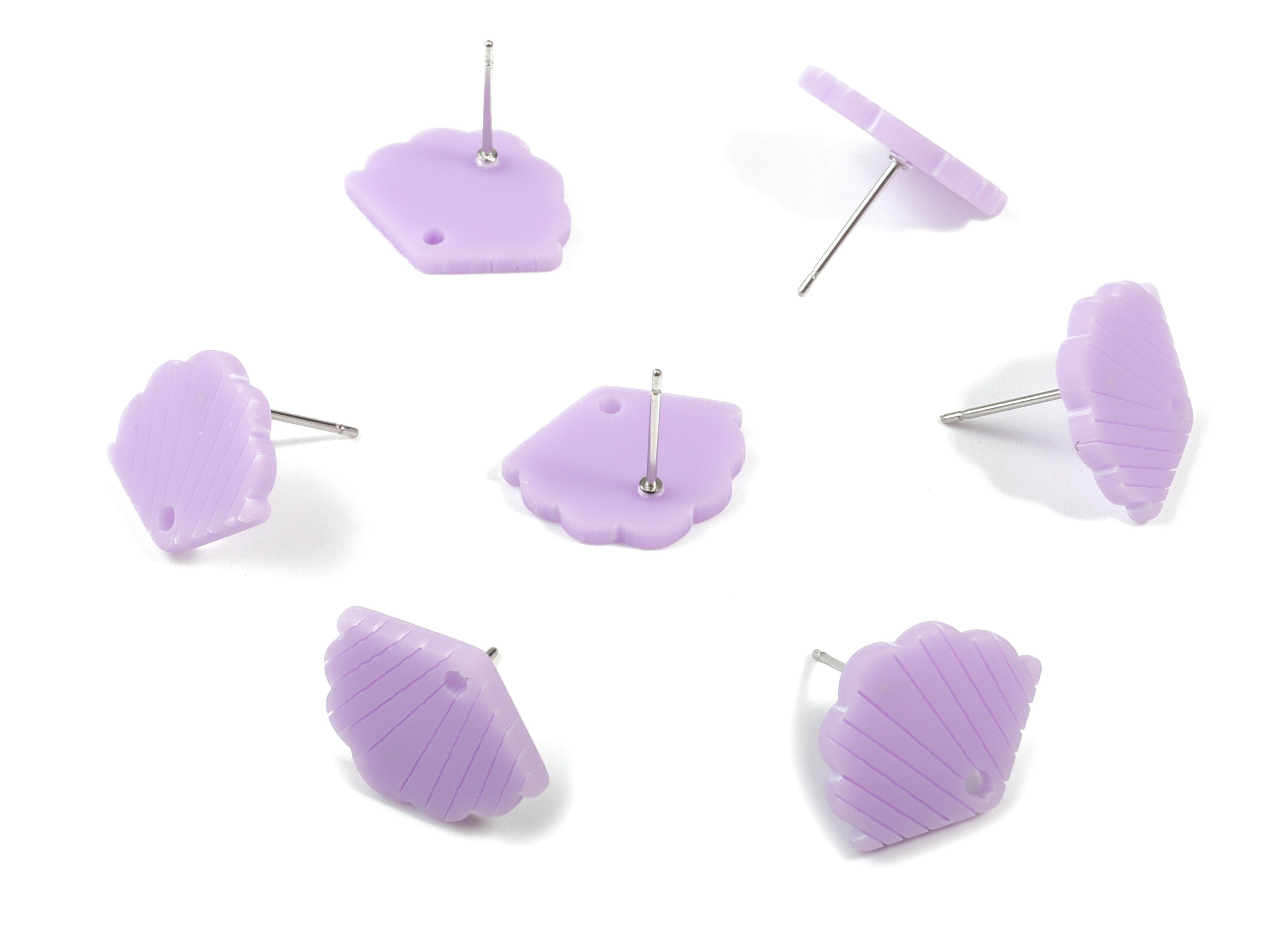 Acrylic Mini Shell Earring Stud - Matte Sheall Post - Earring Post - Jewelry Supplies - Color Code:A468 - 17.03x13.77x2.29mm - AC1898C - DOMEDBAZAAR