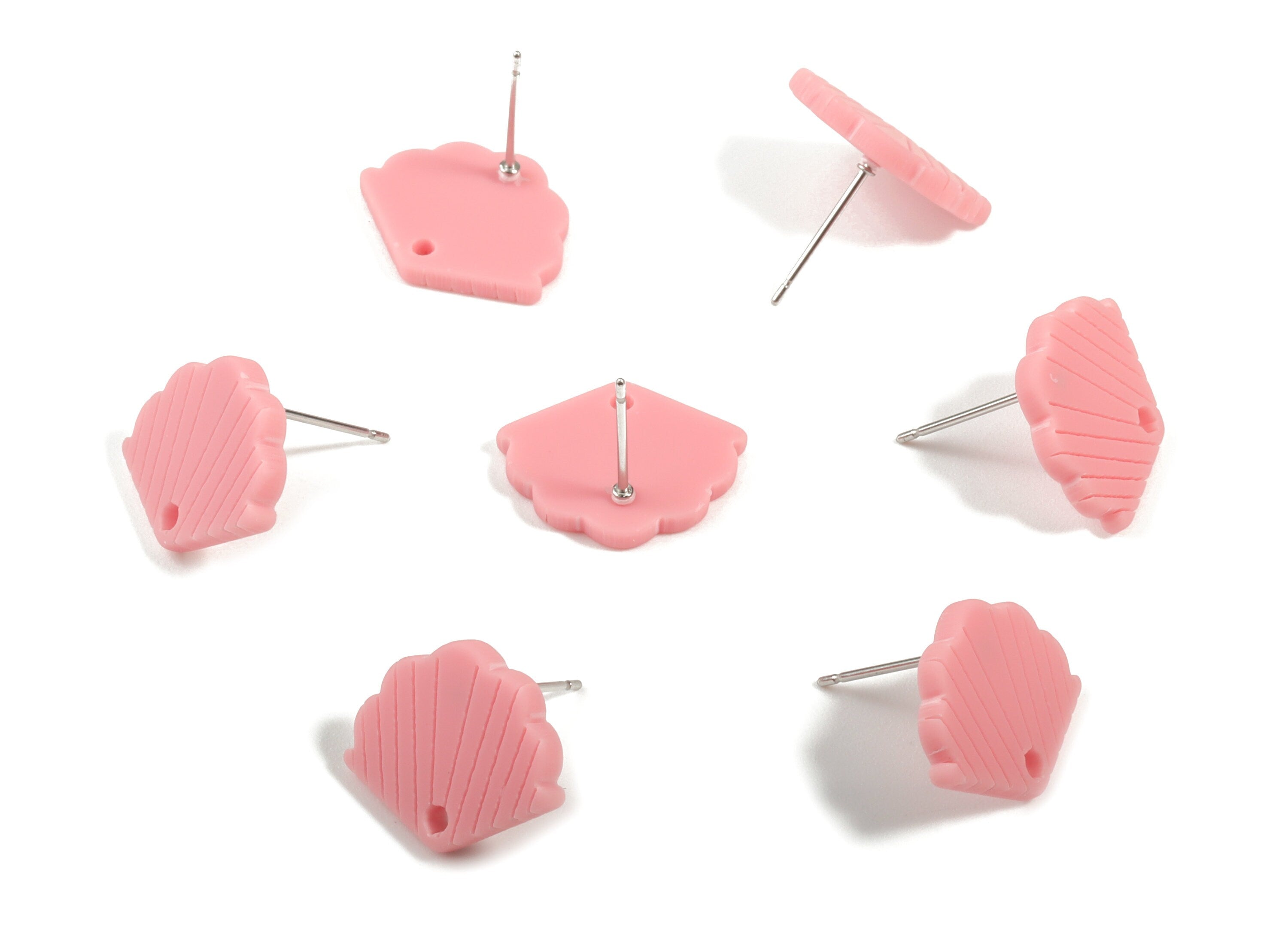 Acrylic Mini Shell Earring Stud - Matte Sheall Post - Earring Post - Jewelry Supplies - Color Code:A471 - 17.03x13.77x2.29mm - AC1898F - DOMEDBAZAAR