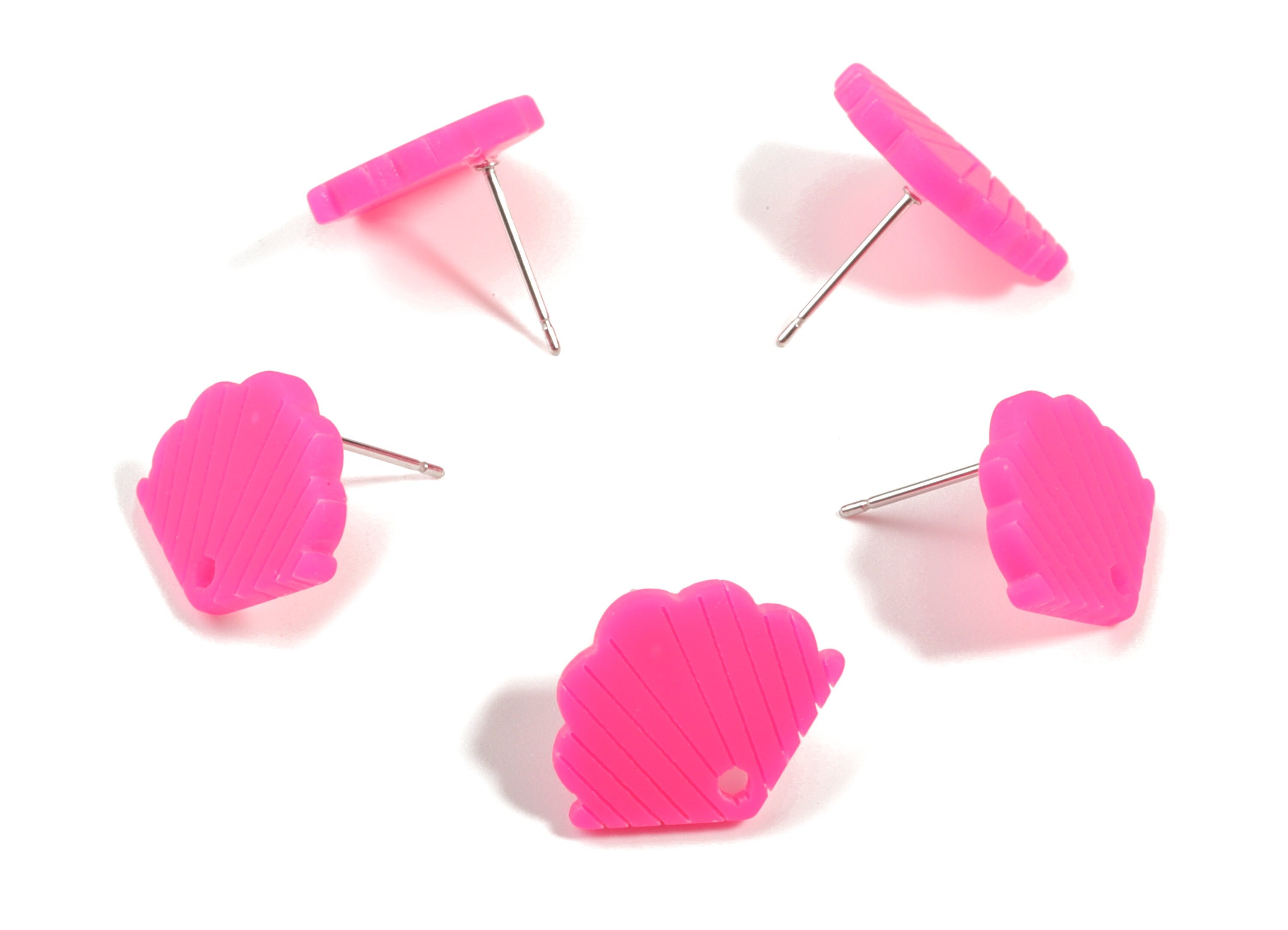 Acrylic Mini Shell Earring Stud - Matte Sheall Post - Earring Post - Jewelry Supplies - Color Code:A472 - 17.03x13.77x2.29mm - AC1898G - DOMEDBAZAAR