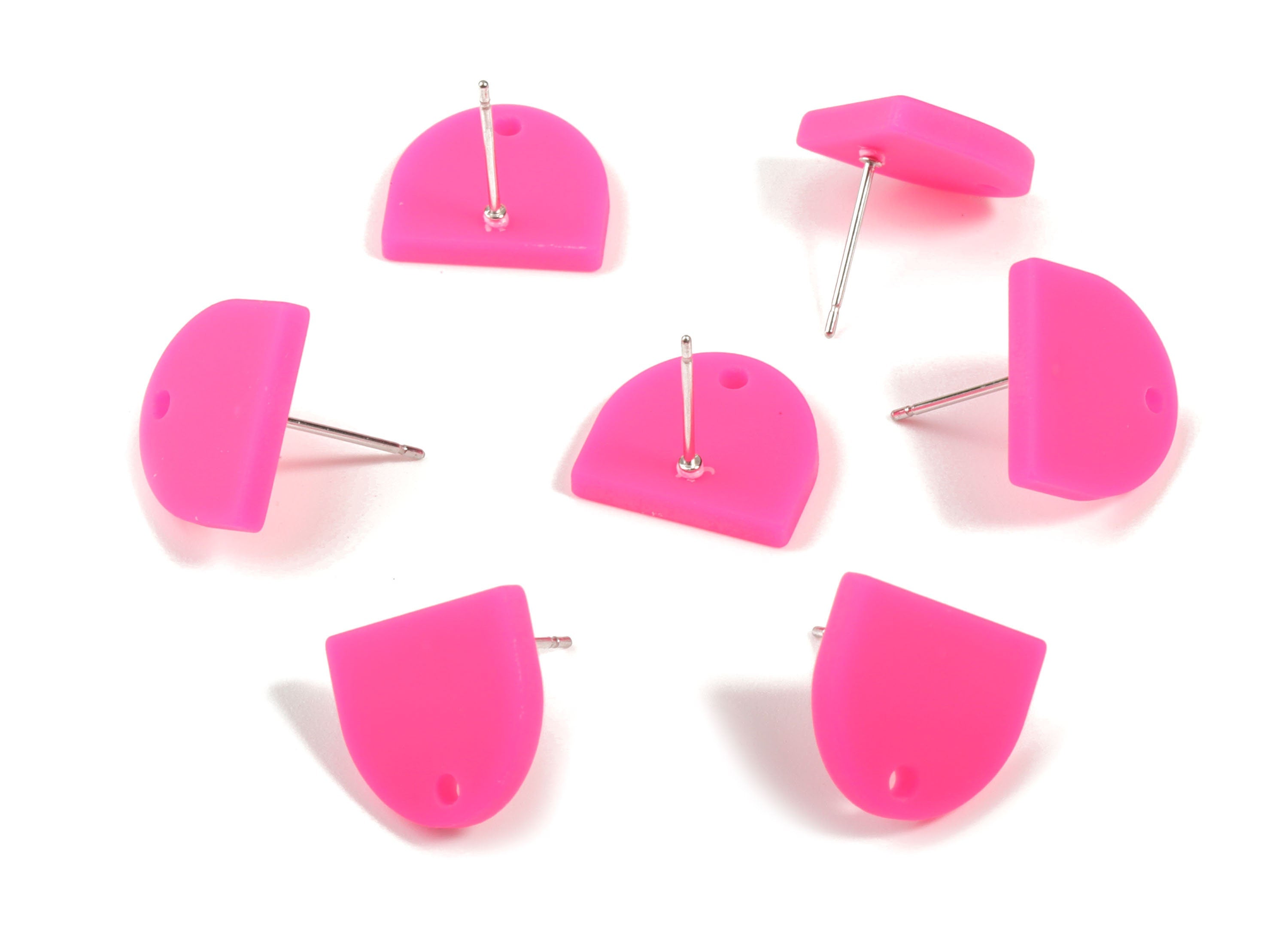 Acrylic Mini D Earring Stud - Matte Semi Circle Earring Post - Jewelry Supplies - Color Code:A472 - 13.73x12.7x2.3mm - AC1889D - DOMEDBAZAAR