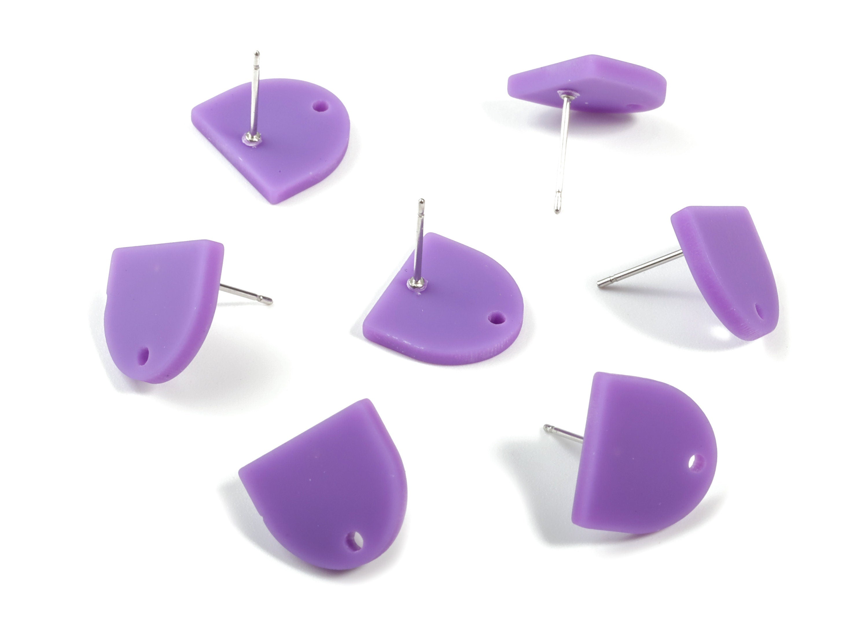 Acrylic Mini D Earring Stud - Matte Semi Circle Earring Post - Jewelry Supplies - Color Code:A475 - 13.73x12.7x2.3mm - AC1889F - DOMEDBAZAAR