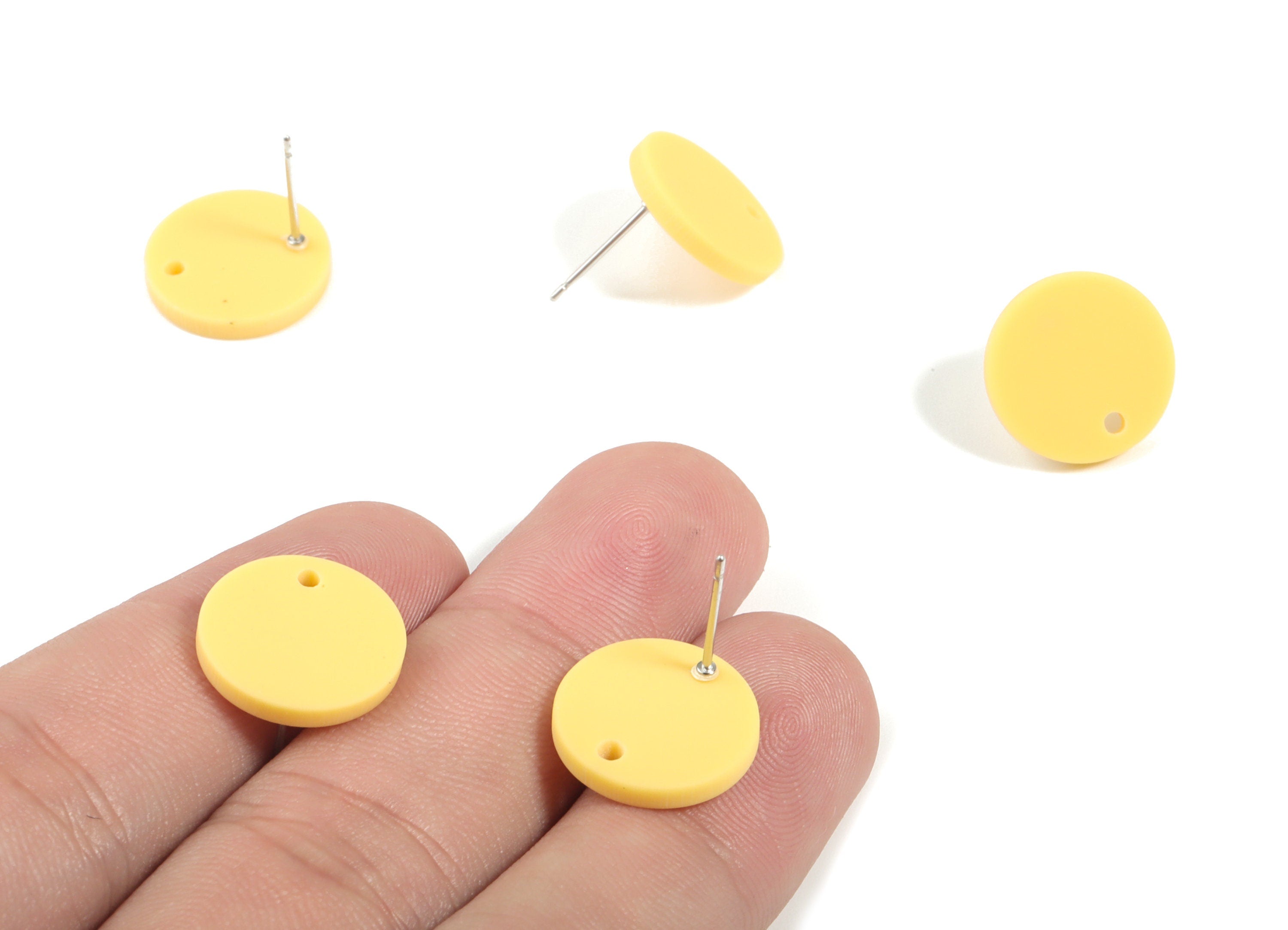 Acrylic Mini Round Earring Stud - Matte Circle Earring Post - Jewellery Supplies - Color Code:A474 - 14.64x14.64x2.17mm - AC1888A - DOMEDBAZAAR