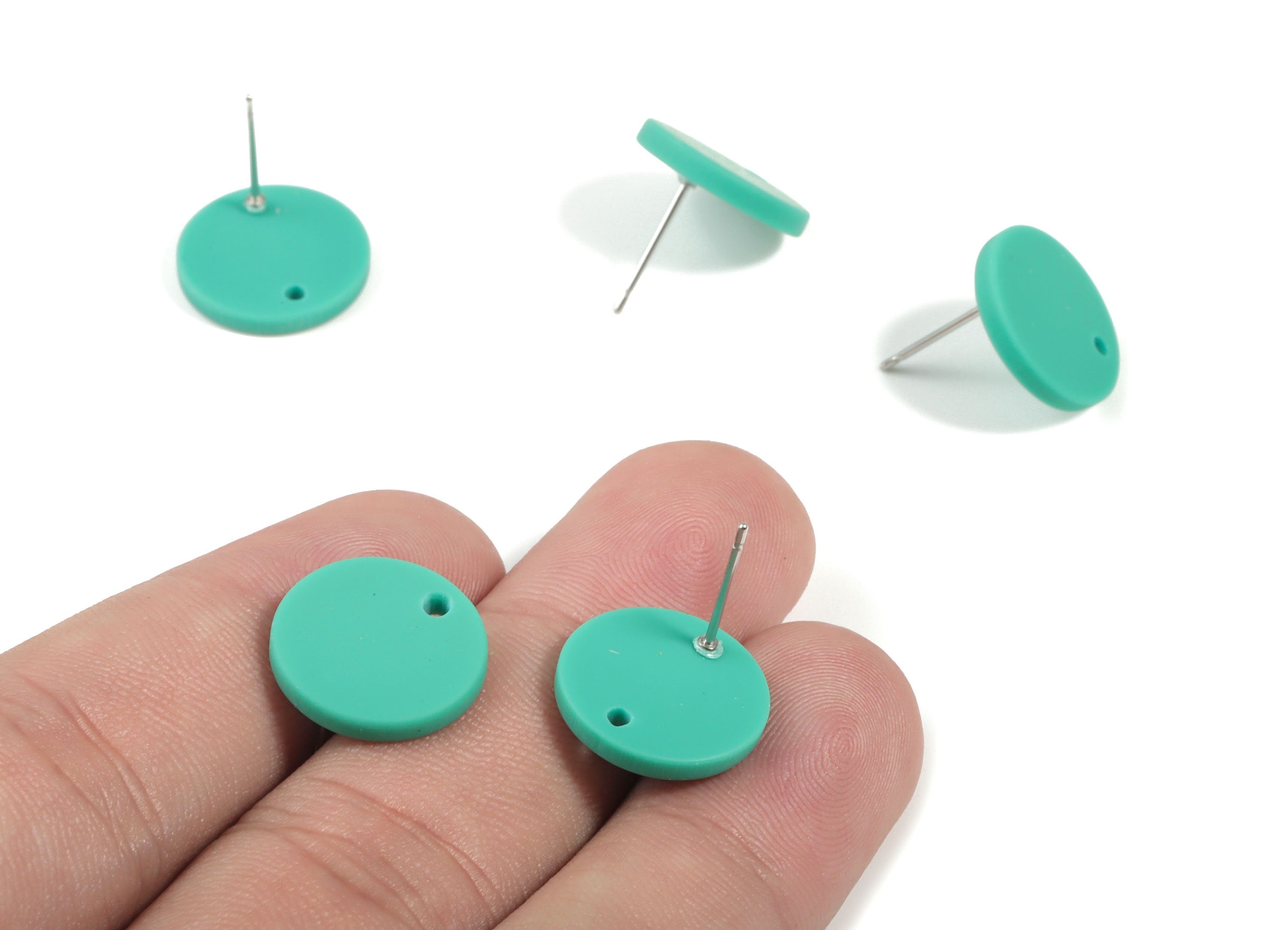 Acrylic Mini Round Earring Stud - Matte Circle Earring Post - Jewellery Supplies - Color Code:A478 - 14.64x14.64x2.17mm - AC1888F - DOMEDBAZAAR