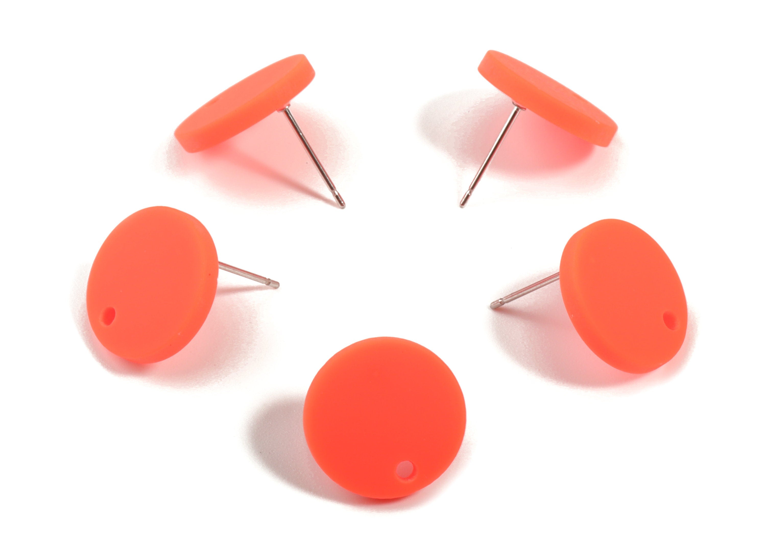 Acrylic Mini Round Earring Stud - Matte Circle Earring Post - Jewellery Supplies - Color Code:A476 - 14.64x14.64x2.17mm - AC1888G - DOMEDBAZAAR
