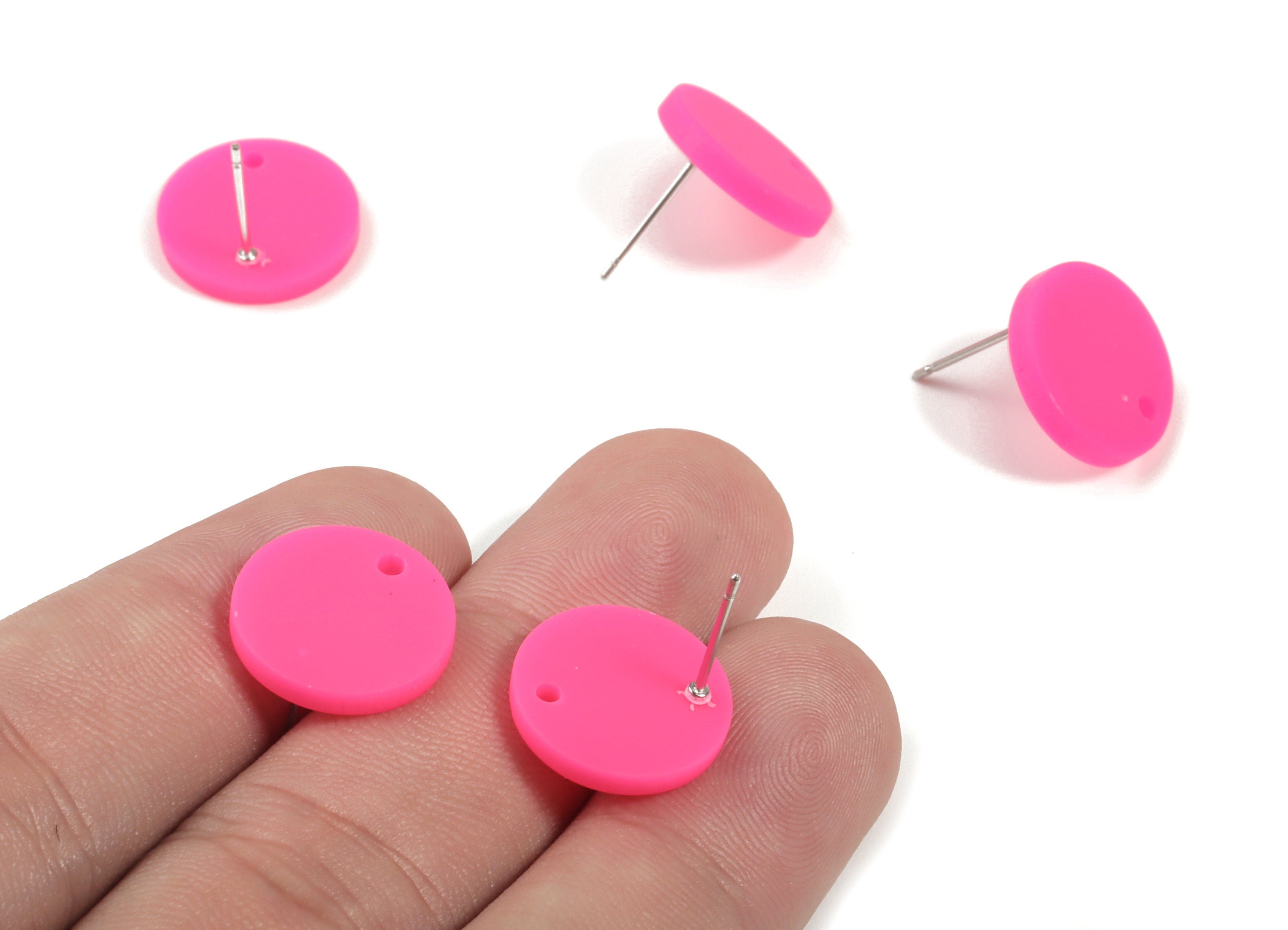Acrylic Mini Round Earring Stud - Matte Circle Earring Post - Jewelry Supplies - Color Code:A472 - 14.64x14.64x2.17mm - AC1888H - DOMEDBAZAAR
