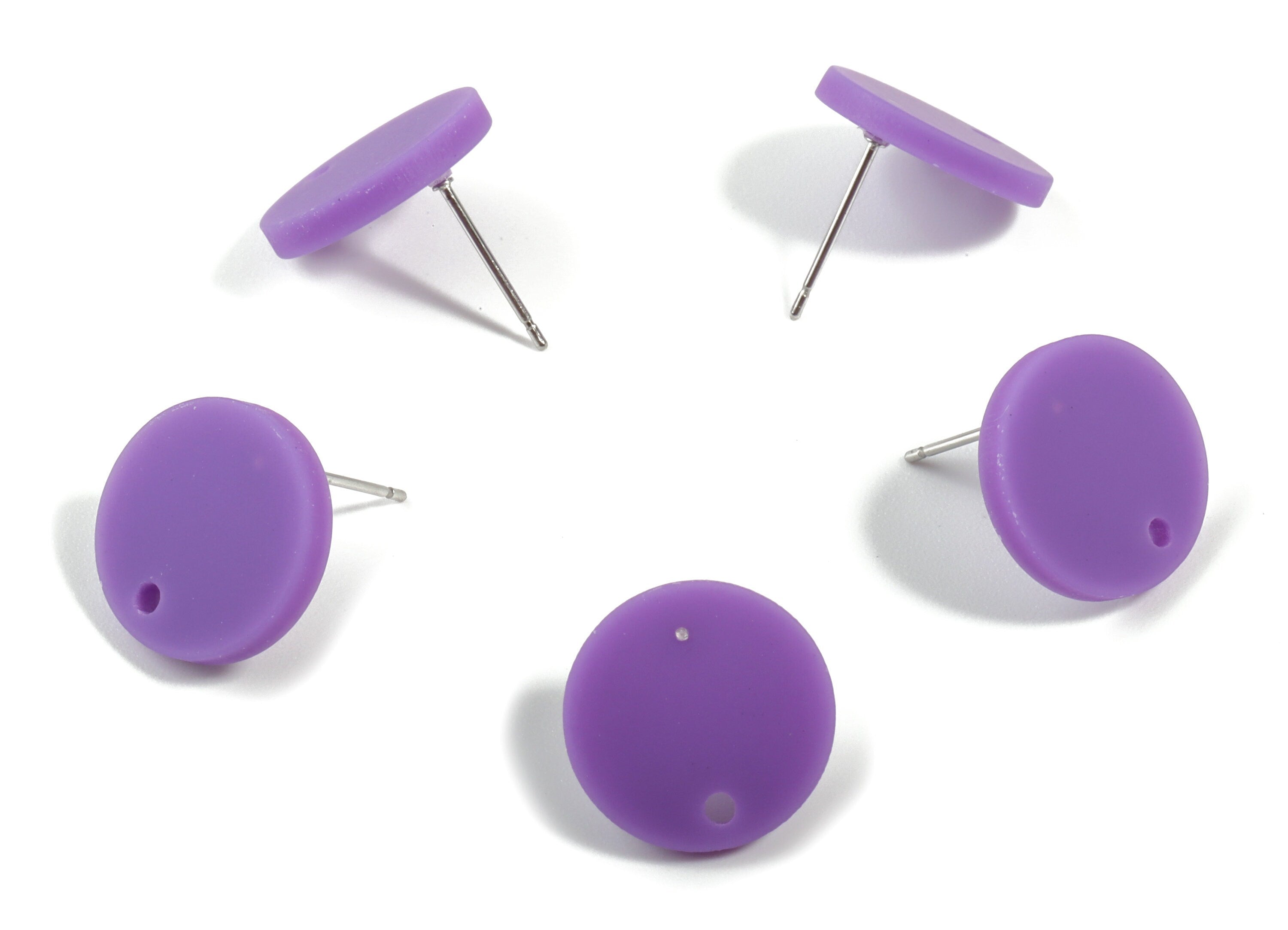 Acrylic Mini Round Earring Stud - Matte Circle Earring Post - Jewelry Supplies - Color Code:A475 - 14.64x14.64x2.17mm - AC1888J - DOMEDBAZAAR