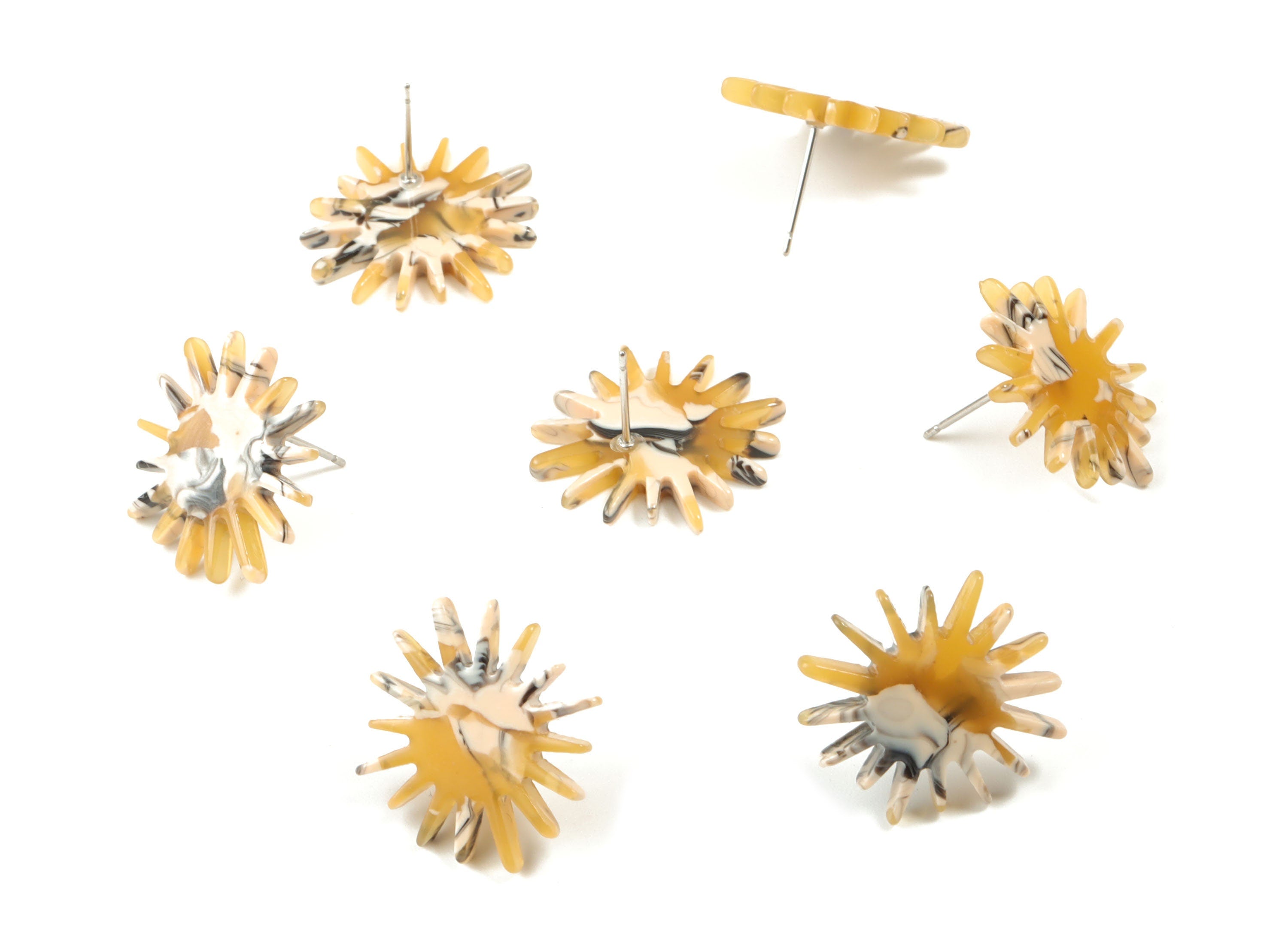 Acetate Sun Earring Stud - Star Earring Post - Surgical Stud - Jewelry Supplies - Color Code: A14- 22.43x21.47x14.36mm - AC1814-A14 - DOMEDBAZAAR